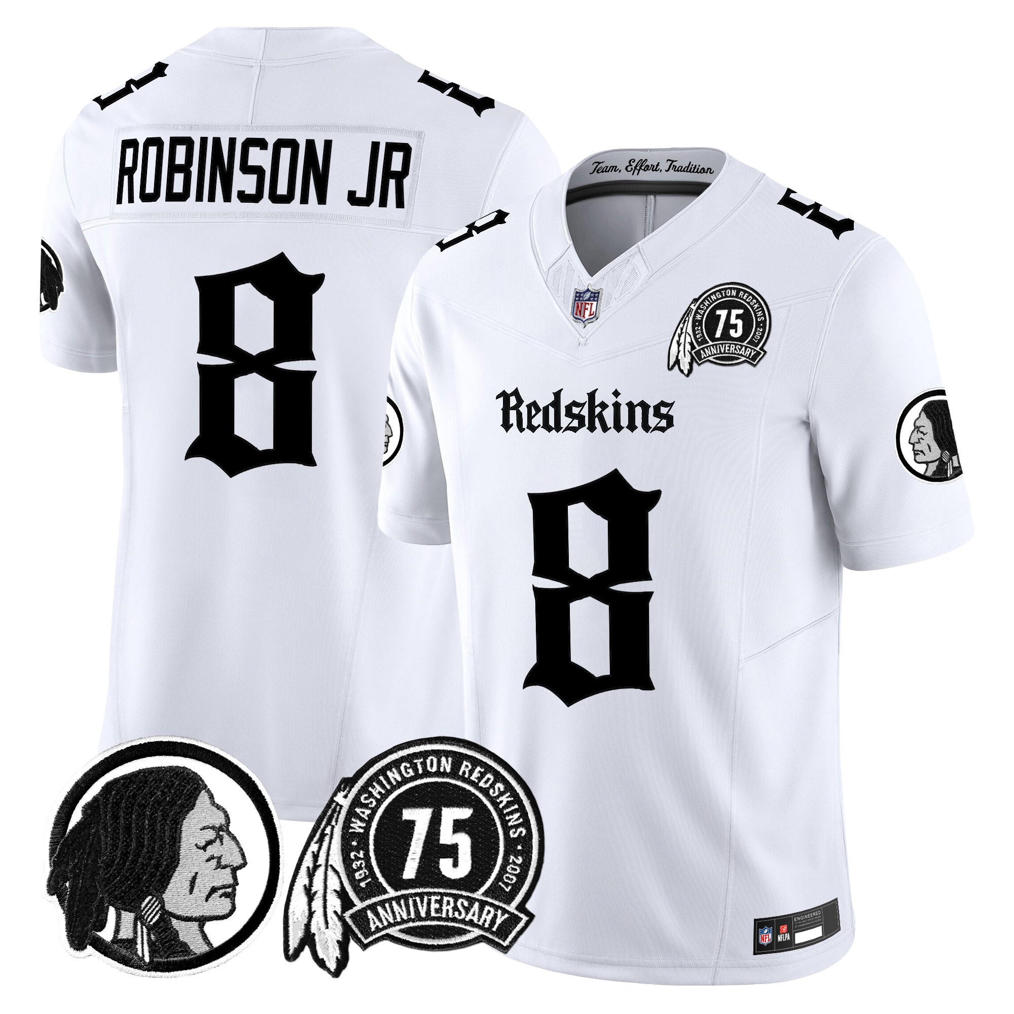 Robinson Jr Men's Washington Commanders 'Gothic Capital Edition' Vapor Limited White Jersey - All Stitched