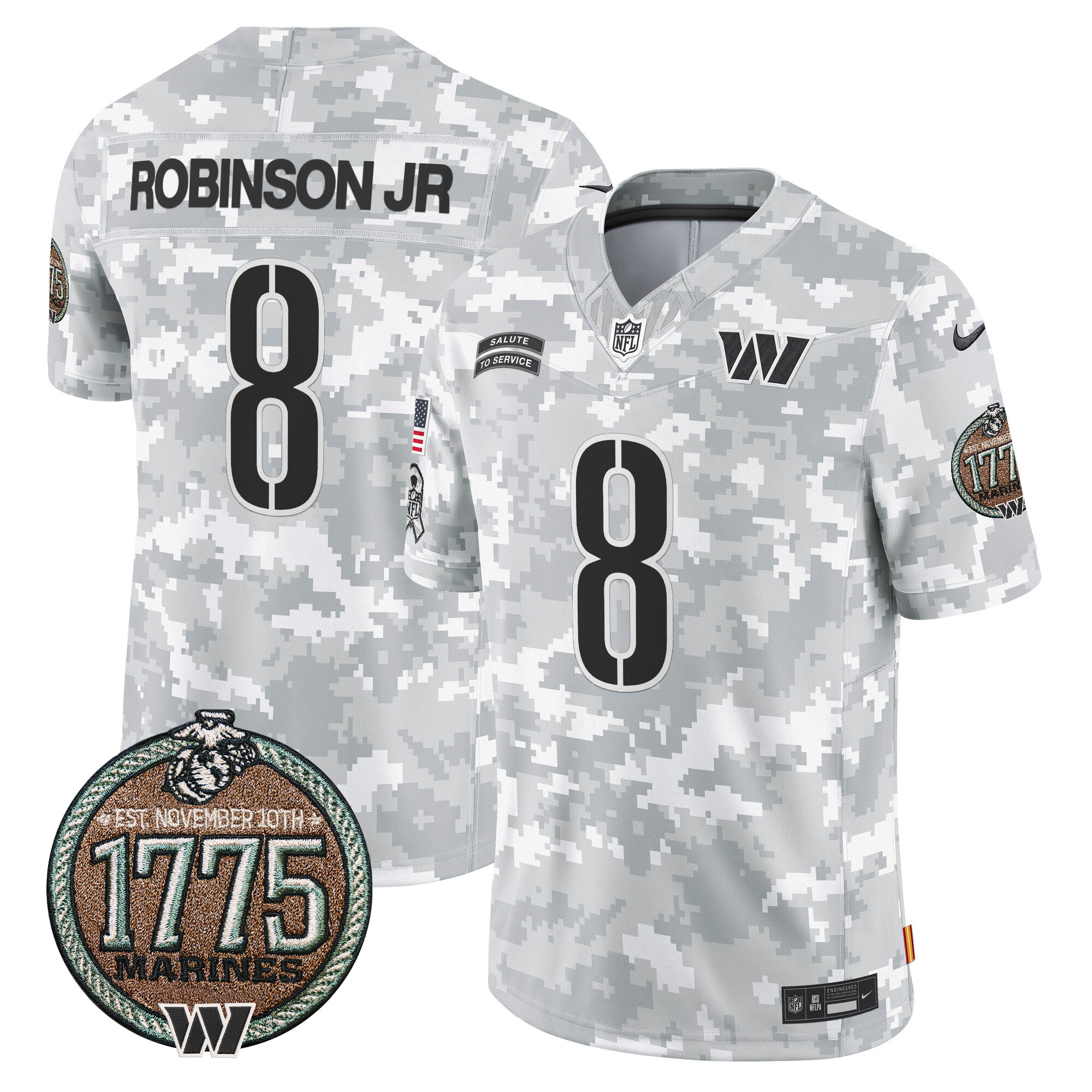 Robinson Jr. Men's Washington Commanders 2024 Salute to Service Establishment Year Patch Vapor Limited Marines Jersey - All Stitched