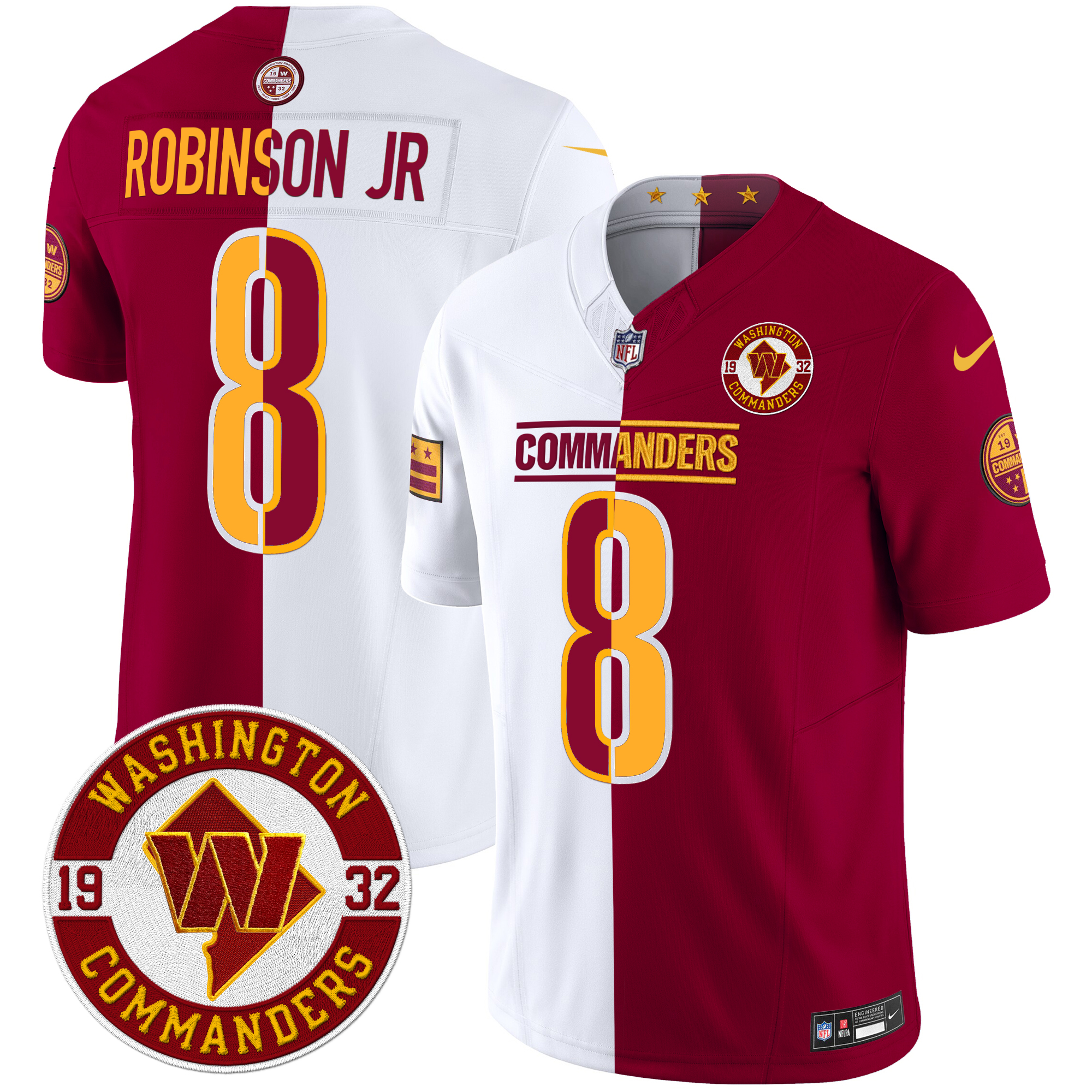 Robinson Jr. Men's Washington Commanders 2024 Vapor Limited Half Jersey - All Stitched