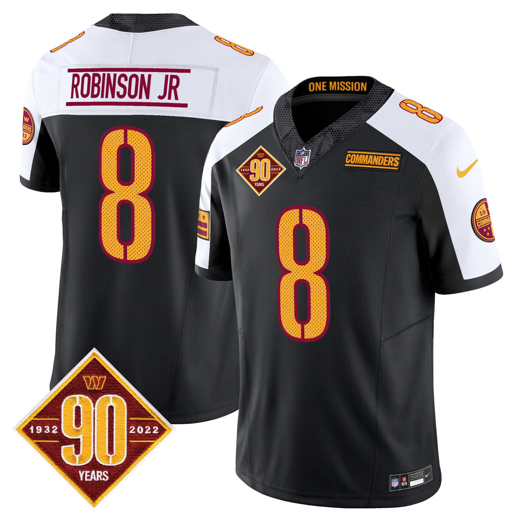 Robinson Jr. Men's Washington Commanders 90th Anniversary Vapor Limited Black Alternate Jersey - All Stitched