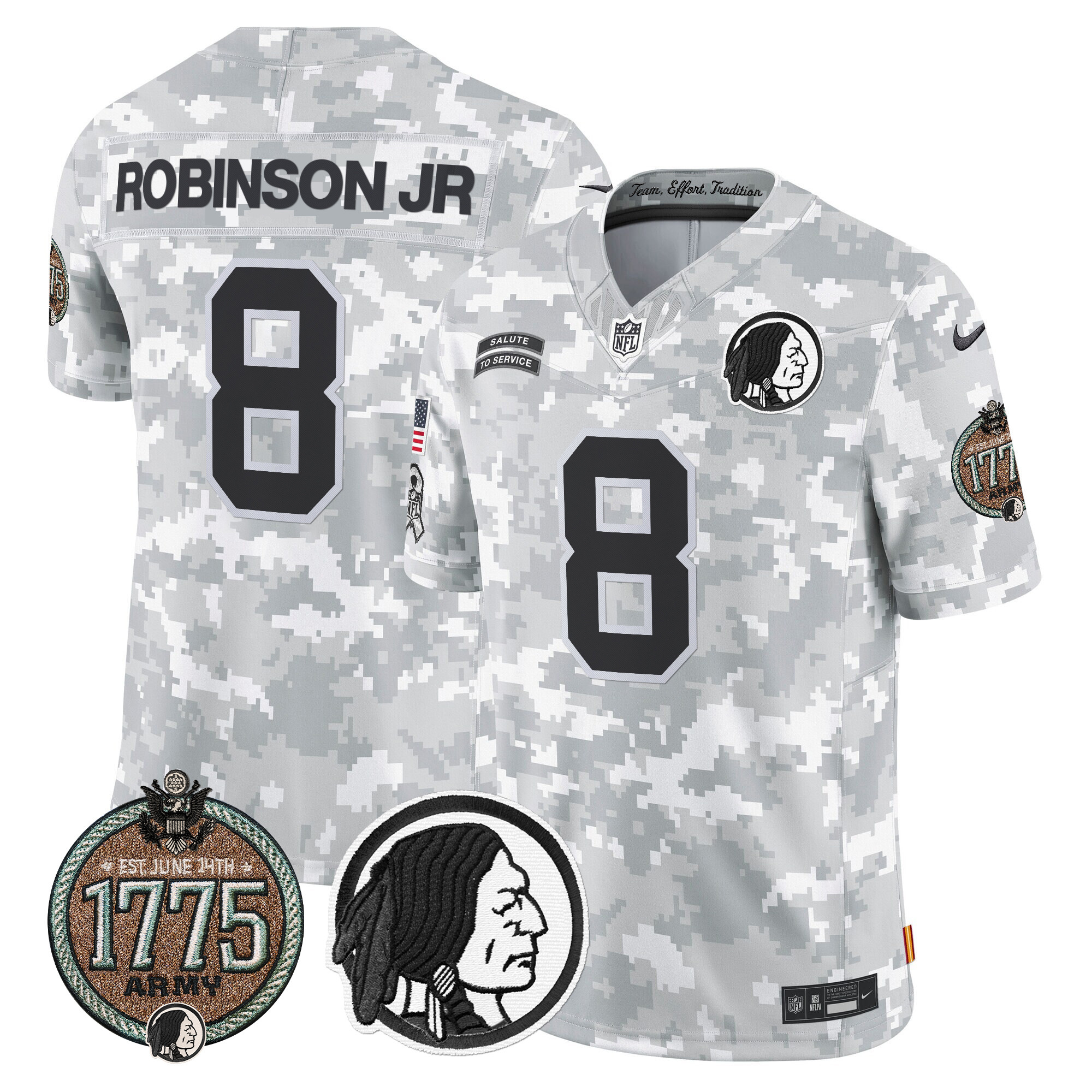 Robinson Jr. Men's Washington Redskins 2024 Salute to Service Establishment Year Patch Vapor Limited Army Jersey - All Stitched