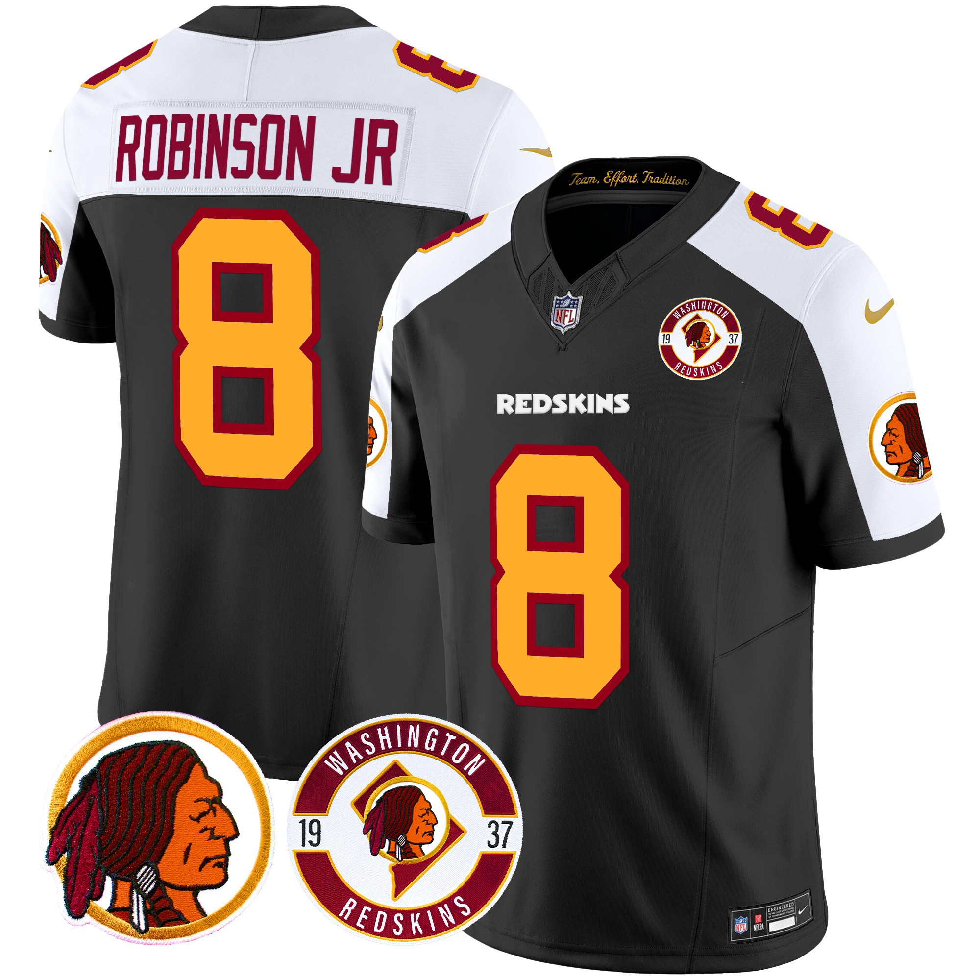 Robinson Jr. Men's Washington Redskins 2024 Vapor Limited Black Alternate Jersey - All Stitched