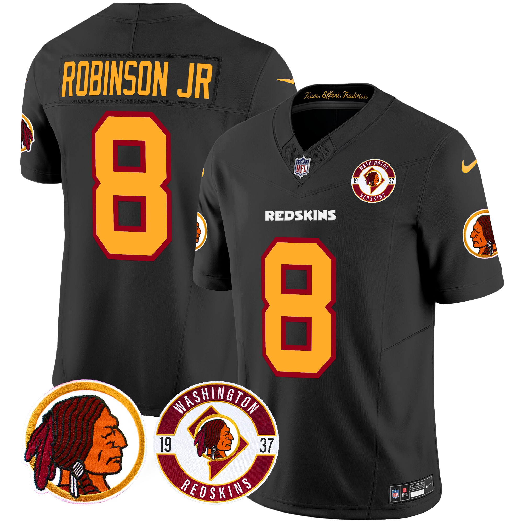 Robinson Jr. Men's Washington Redskins 2024 Vapor Limited Black Jersey - All Stitched