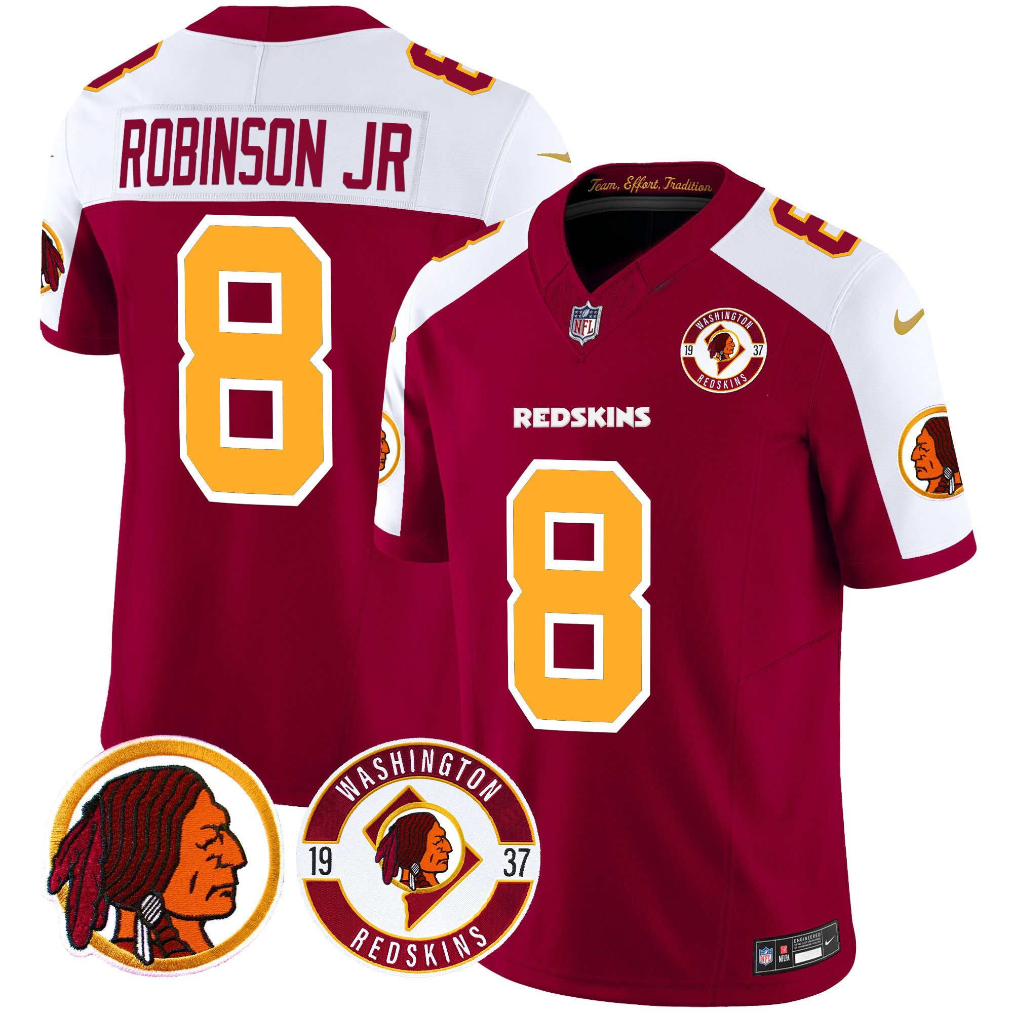 Robinson Jr. Men's Washington Redskins 2024 Vapor Limited Burgundy Alternate Jersey - All Stitched