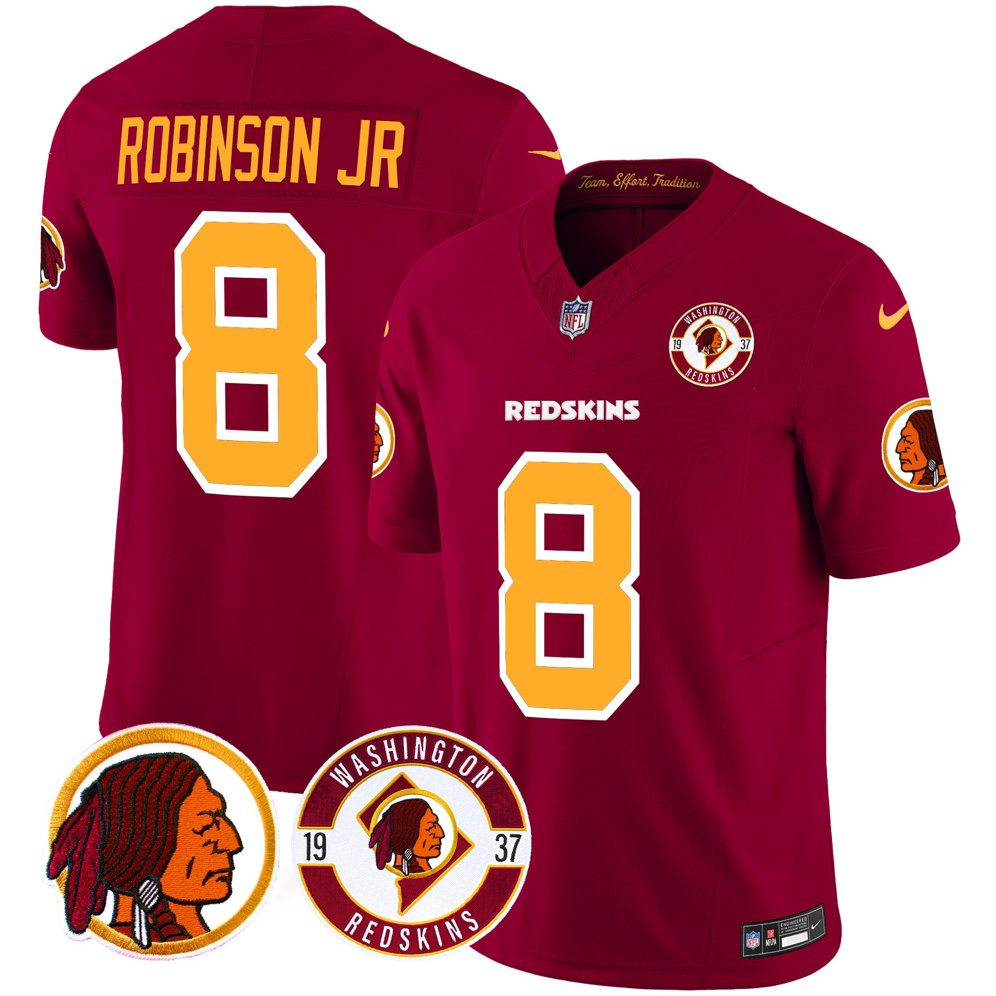 Robinson Jr. Men's Washington Redskins 2024 Vapor Limited Burgundy Jersey - All Stitched