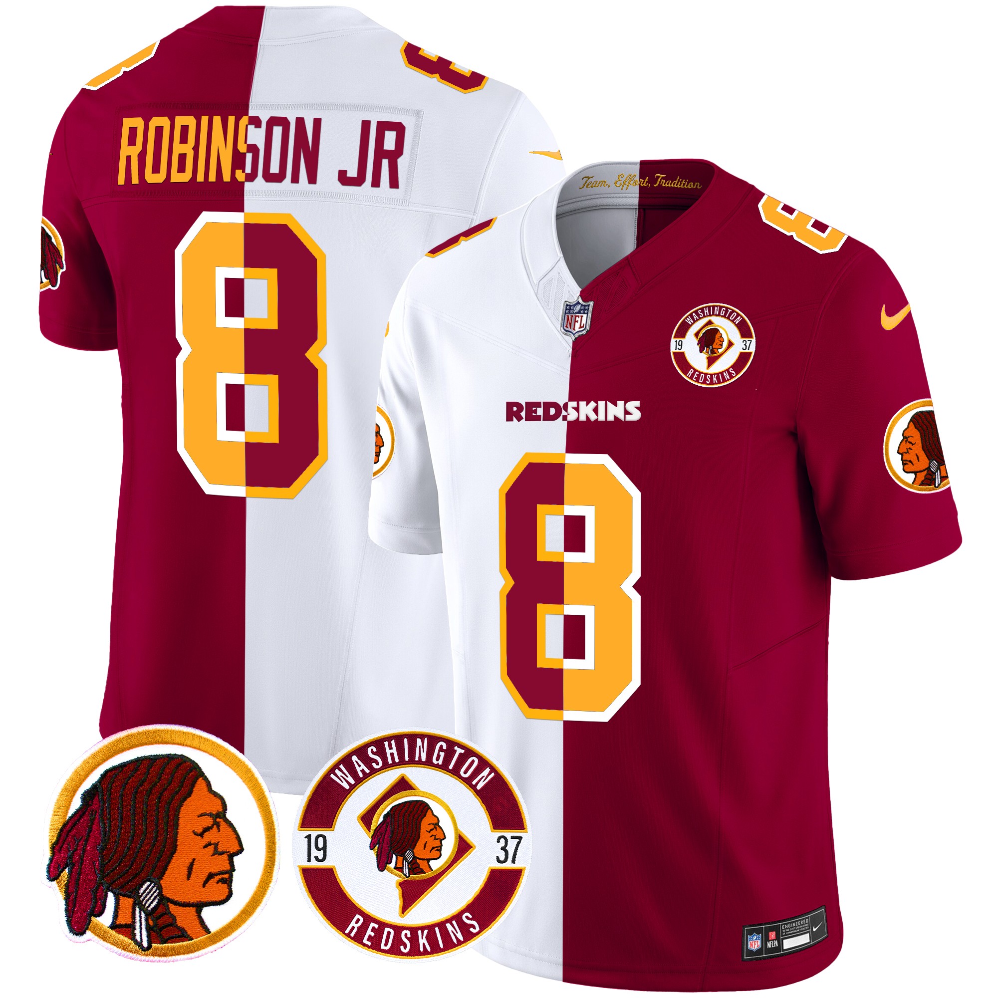 Robinson Jr. Men's Washington Redskins 2024 Vapor Limited Half Jersey - All Stitched