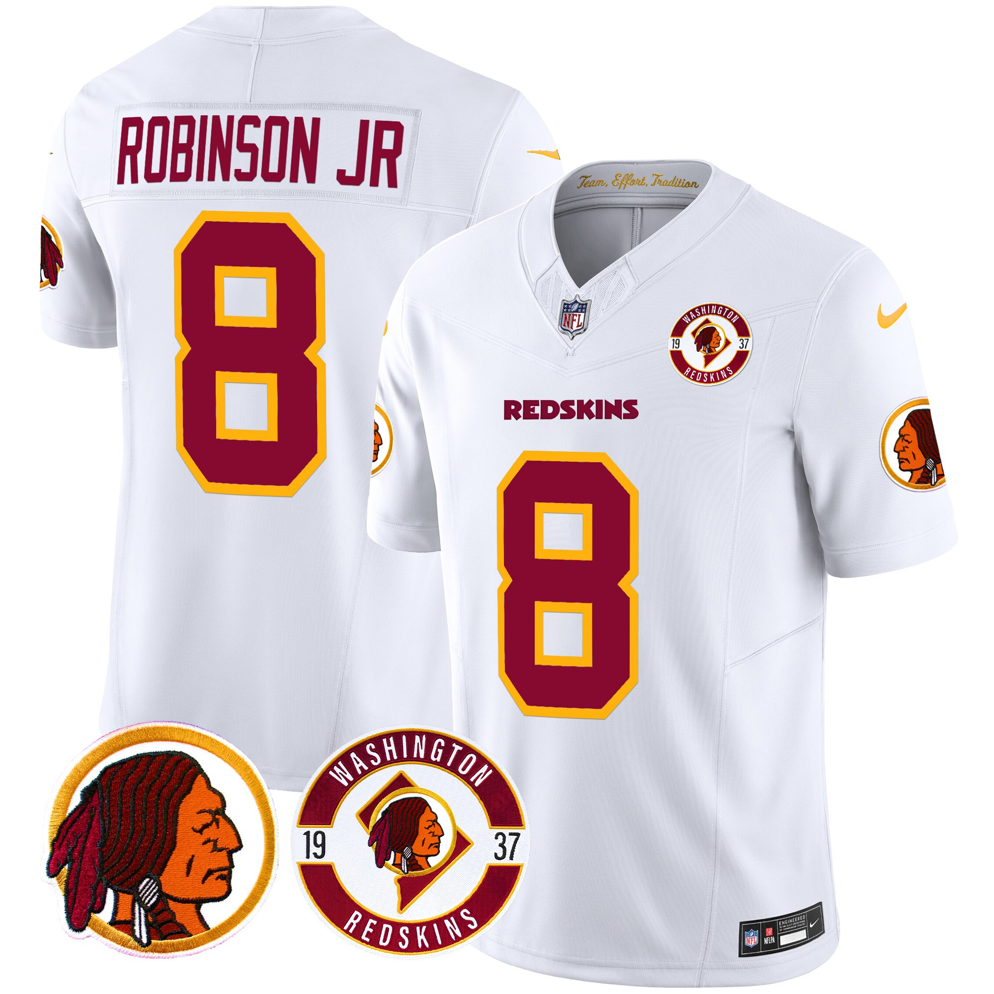 Robinson Jr. Men's Washington Redskins 2024 Vapor Limited White Jersey - All Stitched