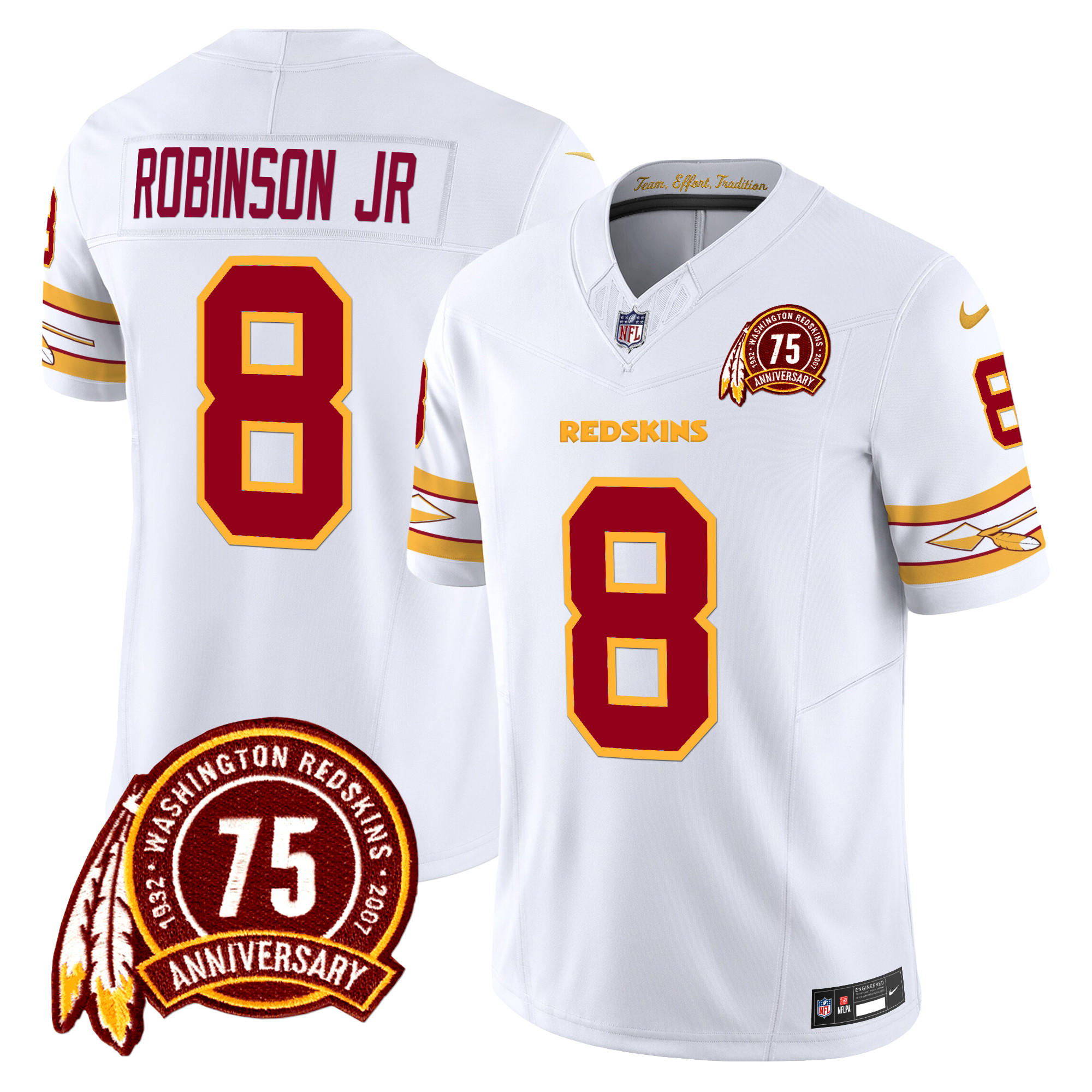 Robinson Jr. Men's Washington Redskins 75th Patch Vapor Limited White Jersey - All Stitched