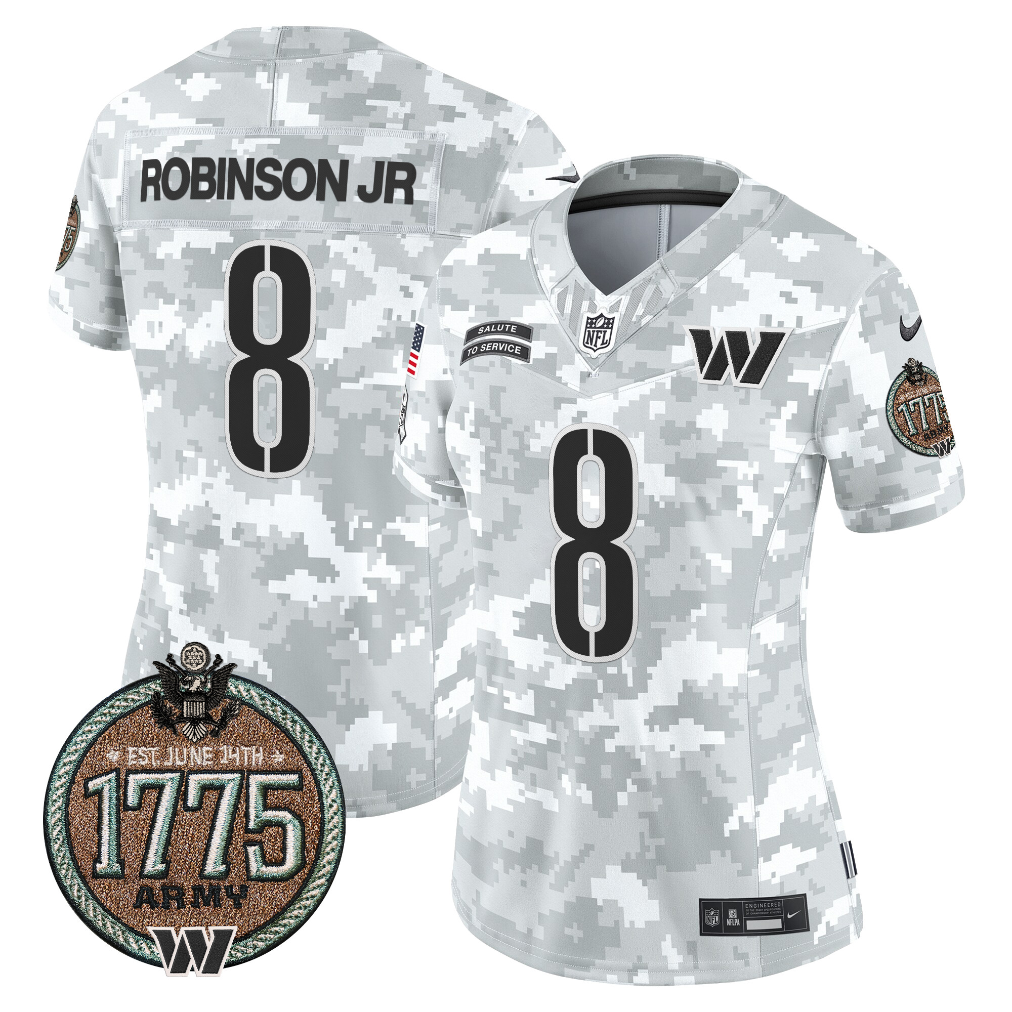 Robinson Jr. Women's Washington Commanders 2024 Salute to Service Establishment Year Patch Vapor Limited Army Jersey - All Stitched
