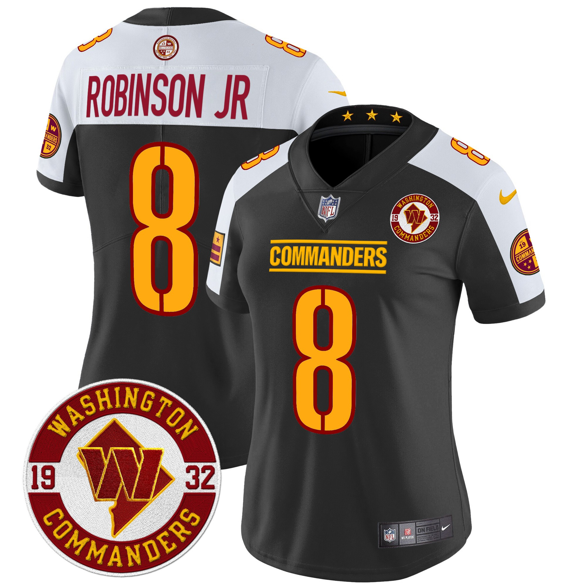 Robinson Jr. Women's Washington Commanders 2024 Vapor Limited Black Alternate Jersey - All Stitched