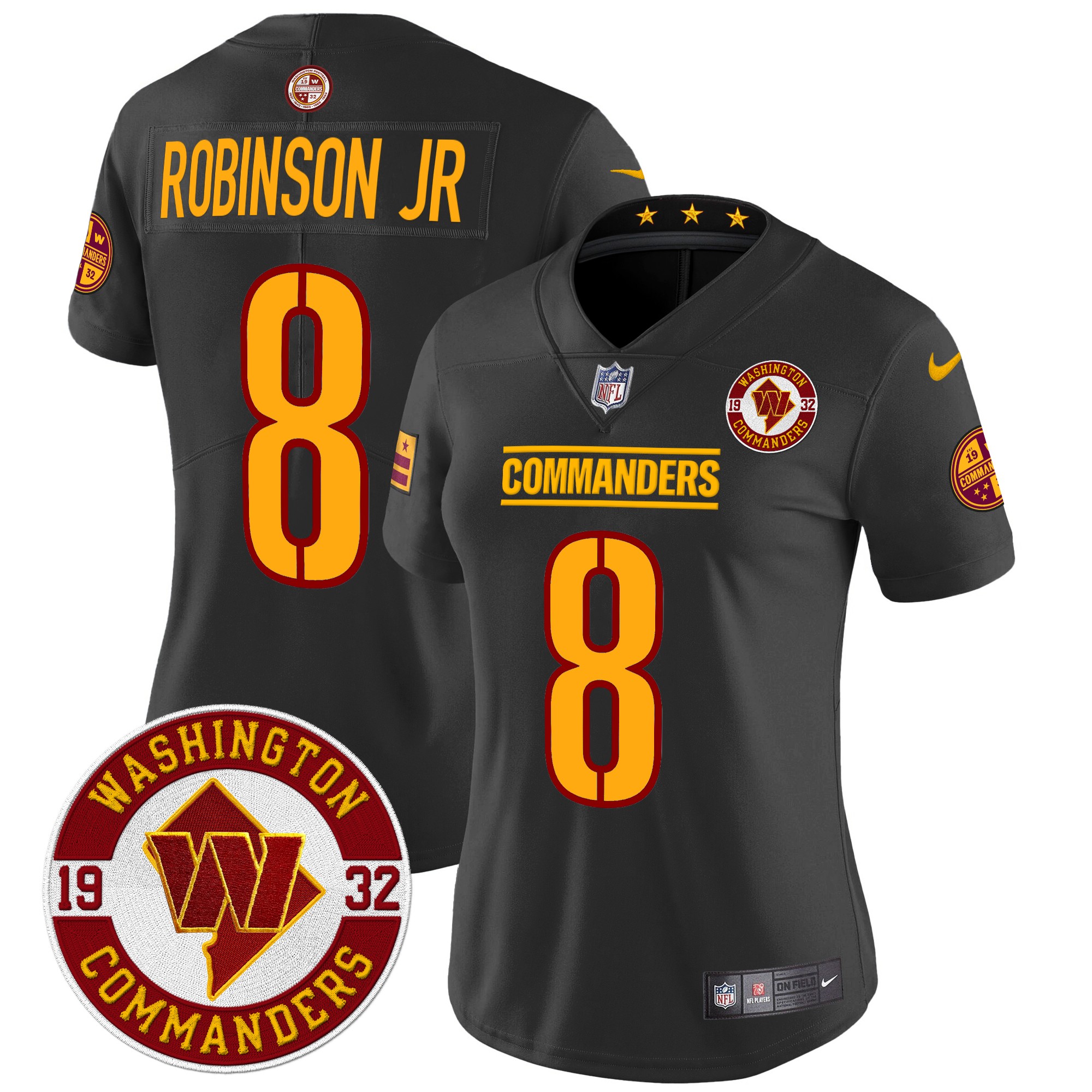 Robinson Jr. Women's Washington Commanders 2024 Vapor Limited Black Jersey - All Stitched