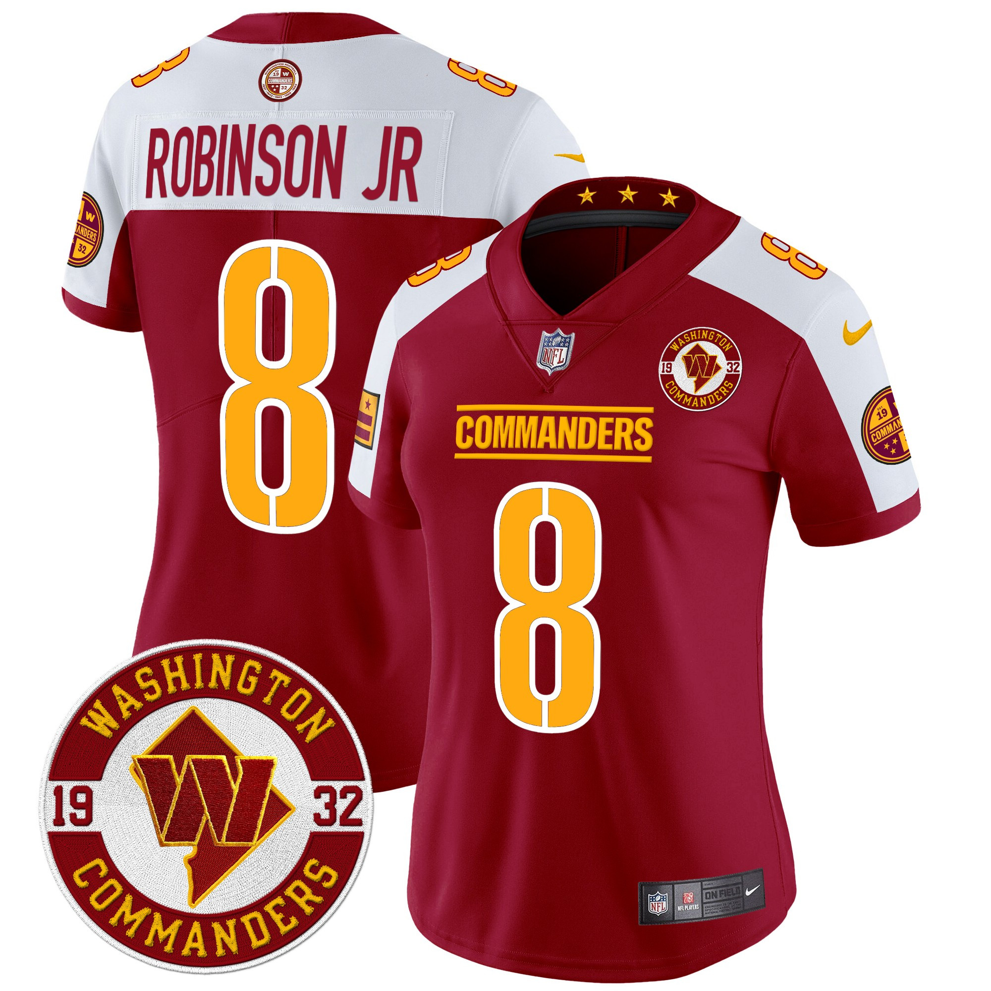 Robinson Jr. Women's Washington Commanders 2024 Vapor Limited Burgundy Alternate Jersey - All Stitched