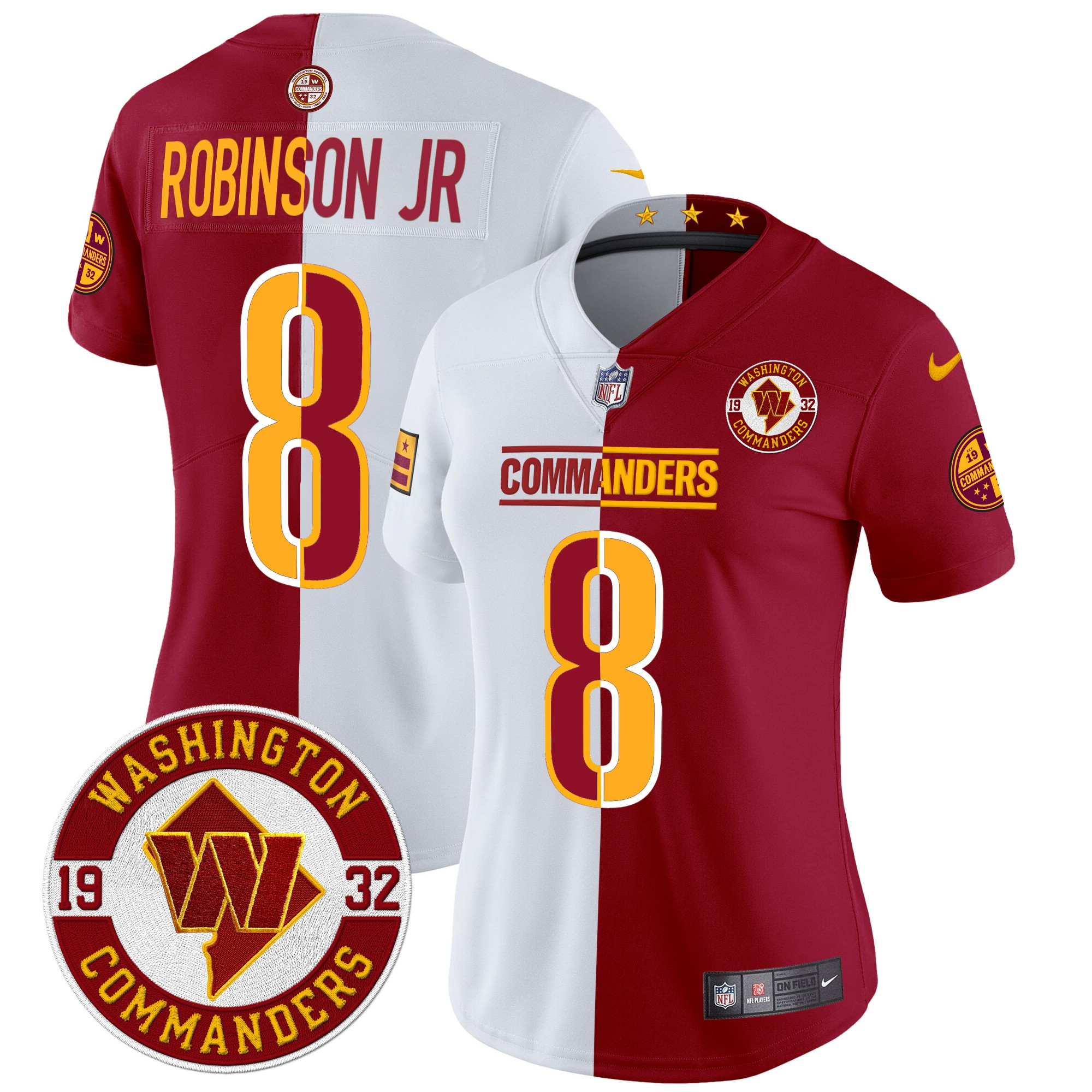 Robinson Jr. Women's Washington Commanders 2024 Vapor Limited Half Jersey - All Stitched