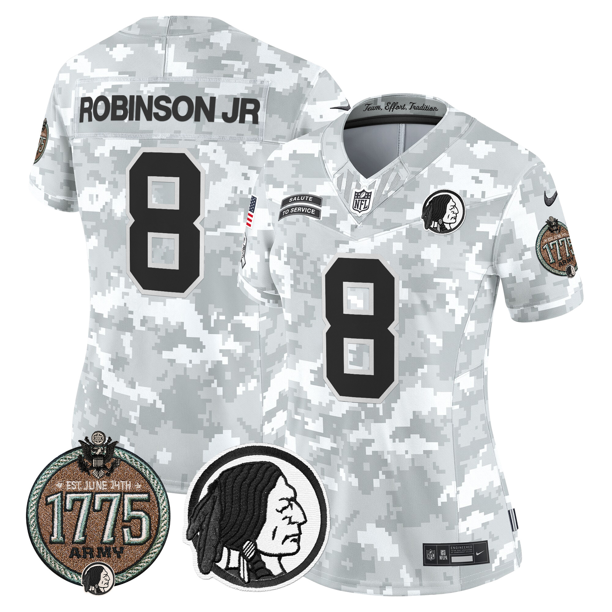 Robinson Jr. Women's Washington Redskins 2024 Salute to Service Establishment Year Patch Vapor Limited Army Jersey - All Stitched
