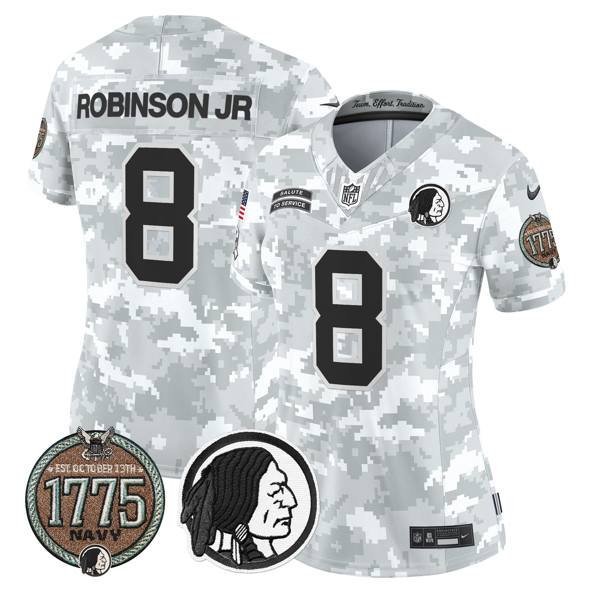 Robinson Jr. Women's Washington Redskins 2024 Salute to Service Establishment Year Patch Vapor Limited Navy Jersey - All Stitched
