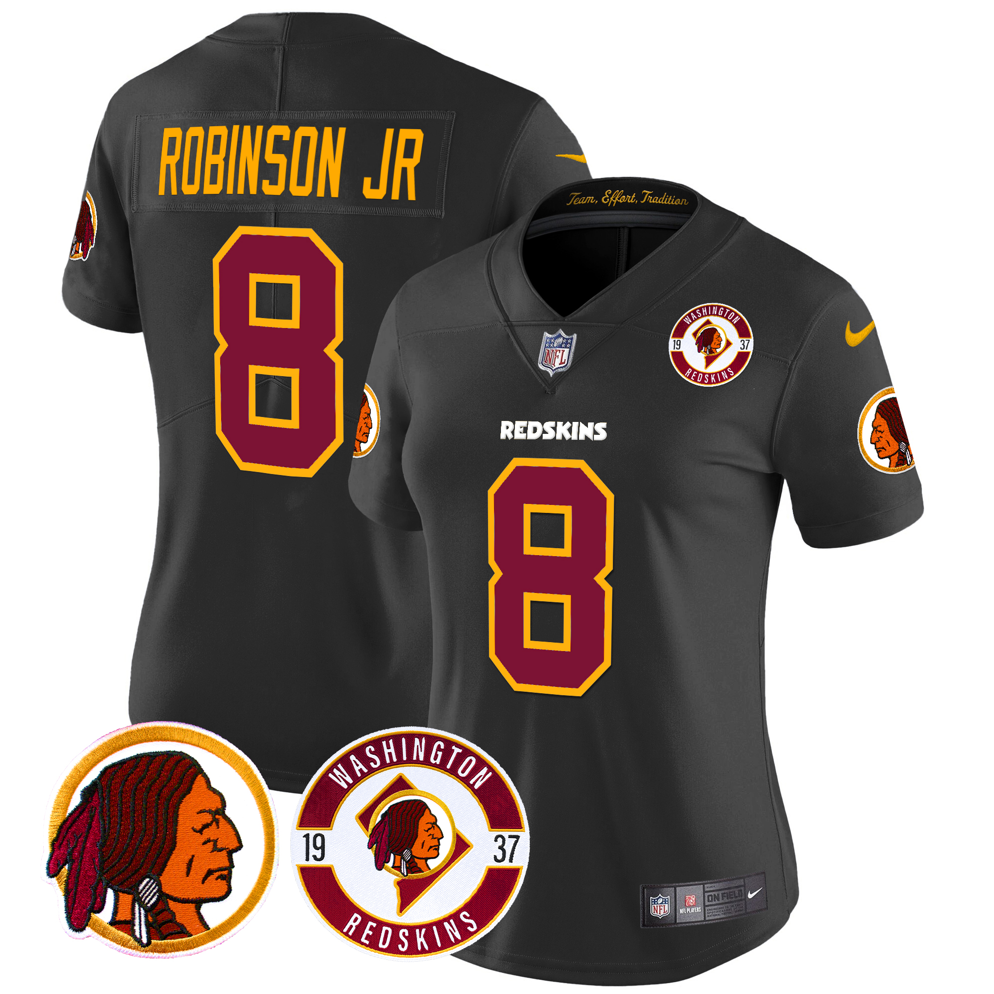 Robinson Jr. Women's Washington Redskins 2024 Vapor Limited Black Jersey - All Stitched