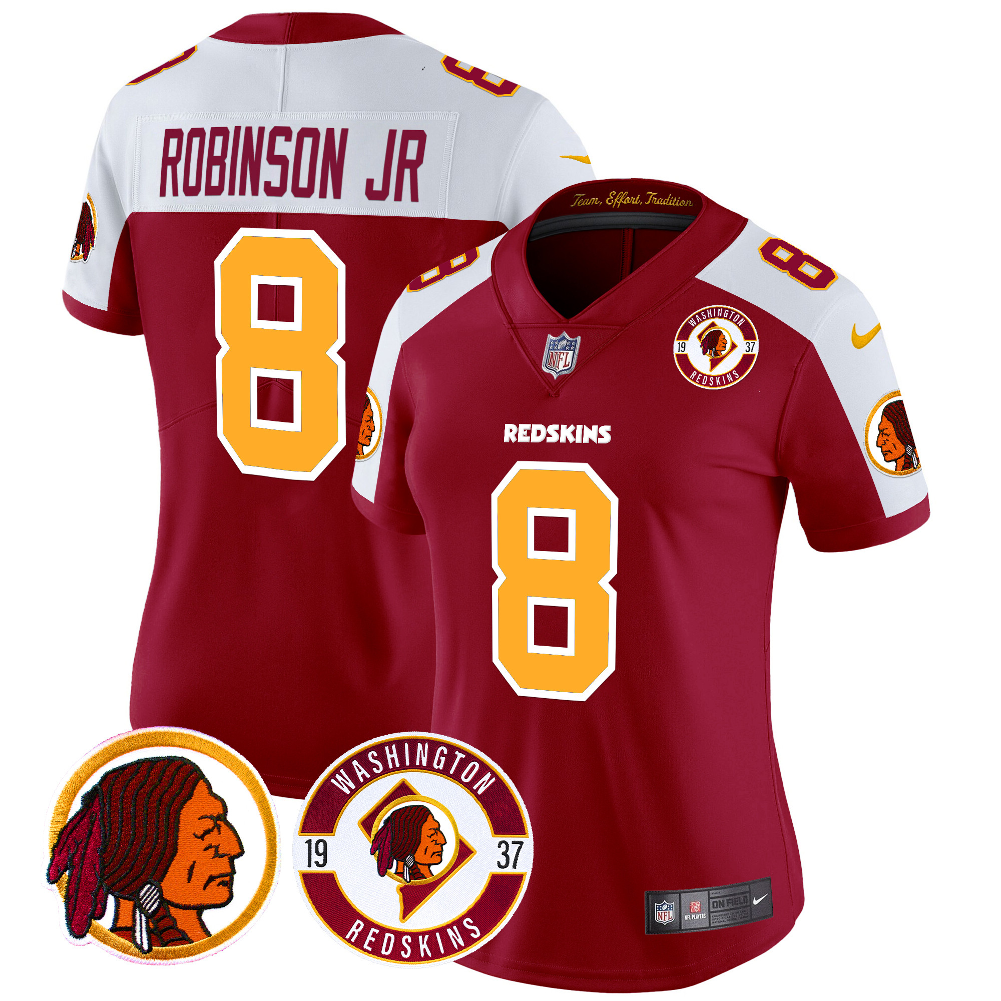 Robinson Jr. Women's Washington Redskins 2024 Vapor Limited Burgundy Alternate Jersey - All Stitched