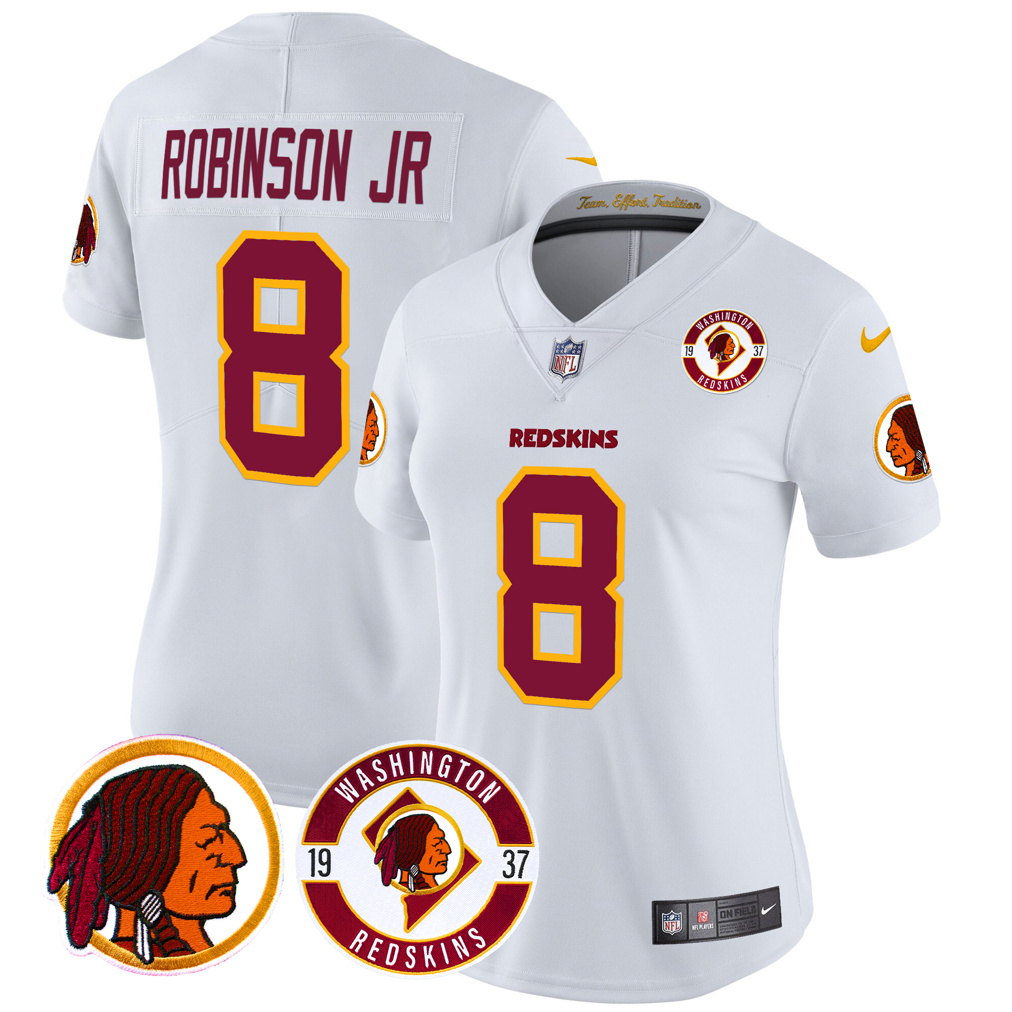 Robinson Jr. Women's Washington Redskins 2024 Vapor Limited White Jersey - All Stitched