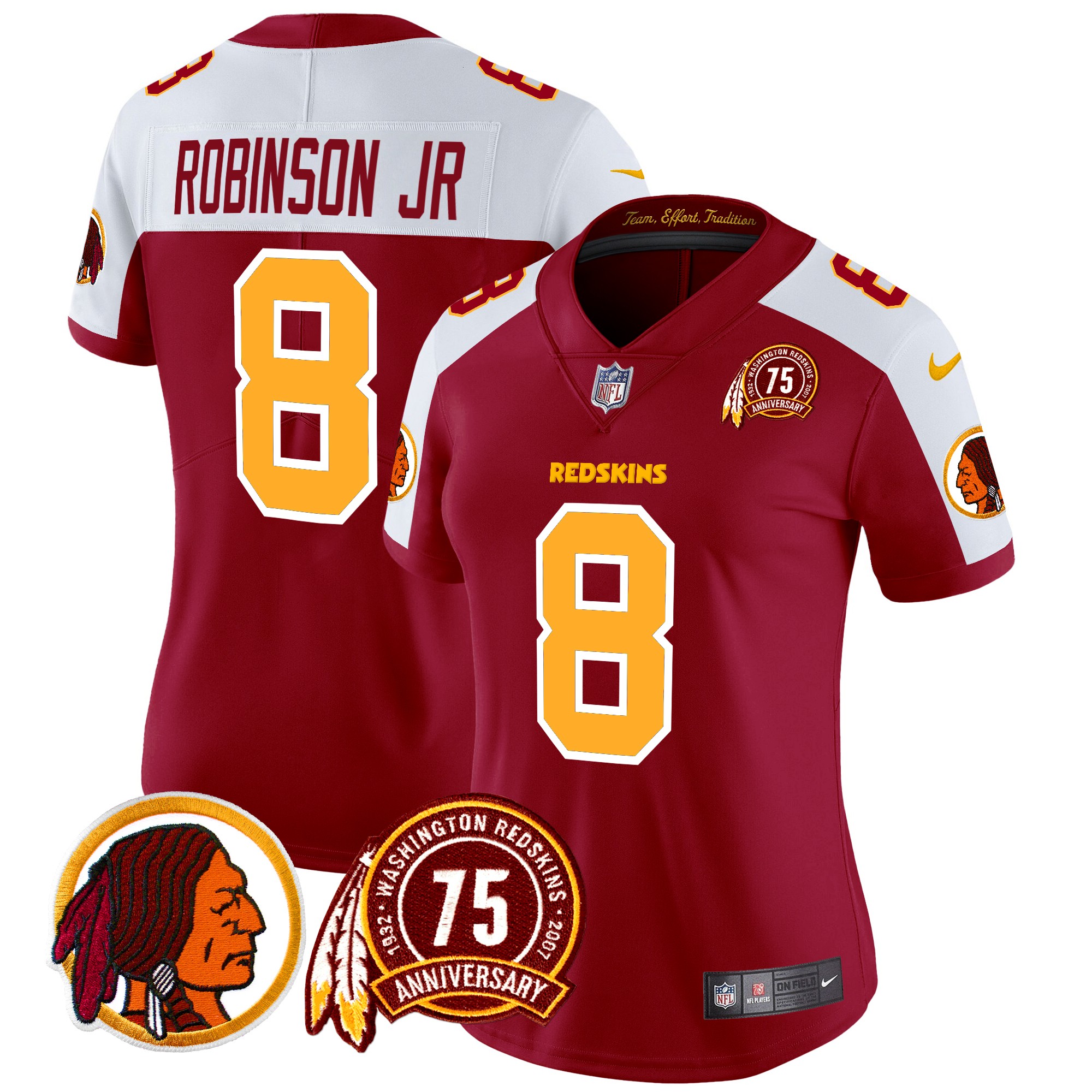 Robinson Jr. Women's Washington Redskins 75th Patch Vapor Limited Burgundy Alternate Jersey - All Stitched