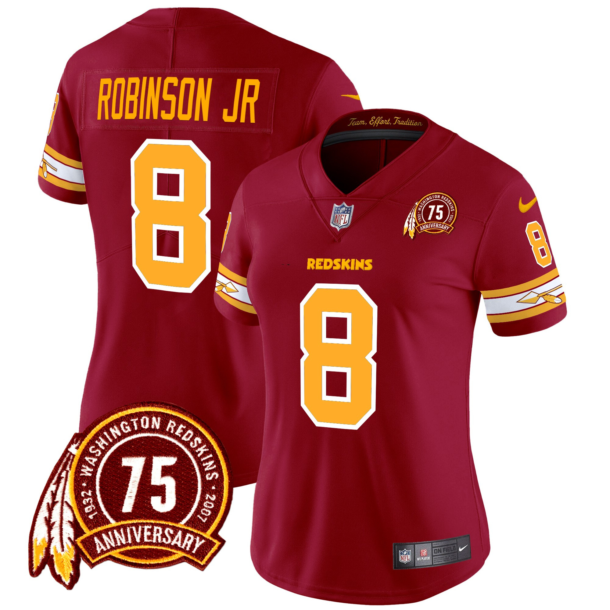 Robinson Jr. Women's Washington Redskins 75th Patch Vapor Limited Burgundy Jersey - All Stitched