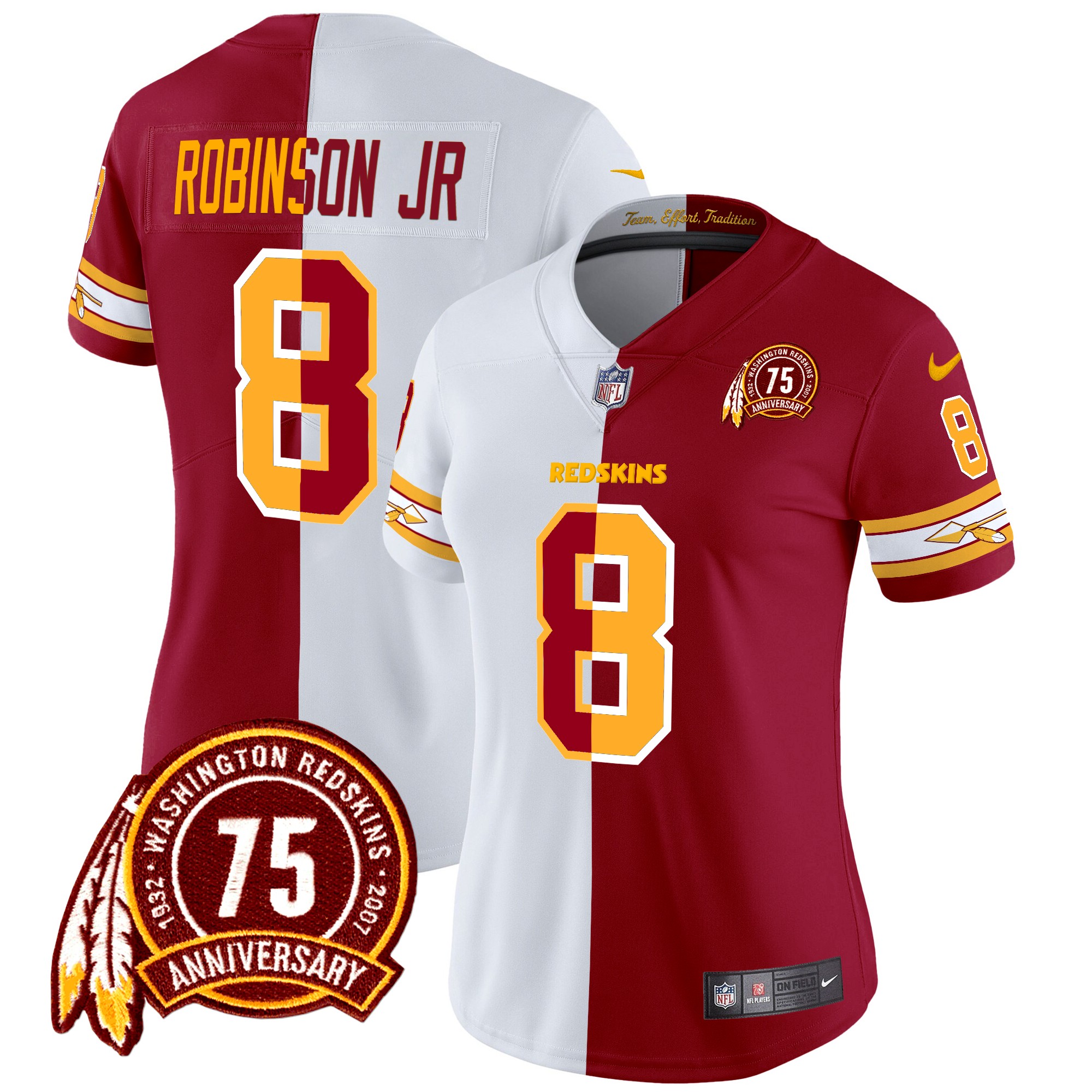 Robinson Jr. Women's Washington Redskins 75th Patch Vapor Limited Half Jersey - All Stitched