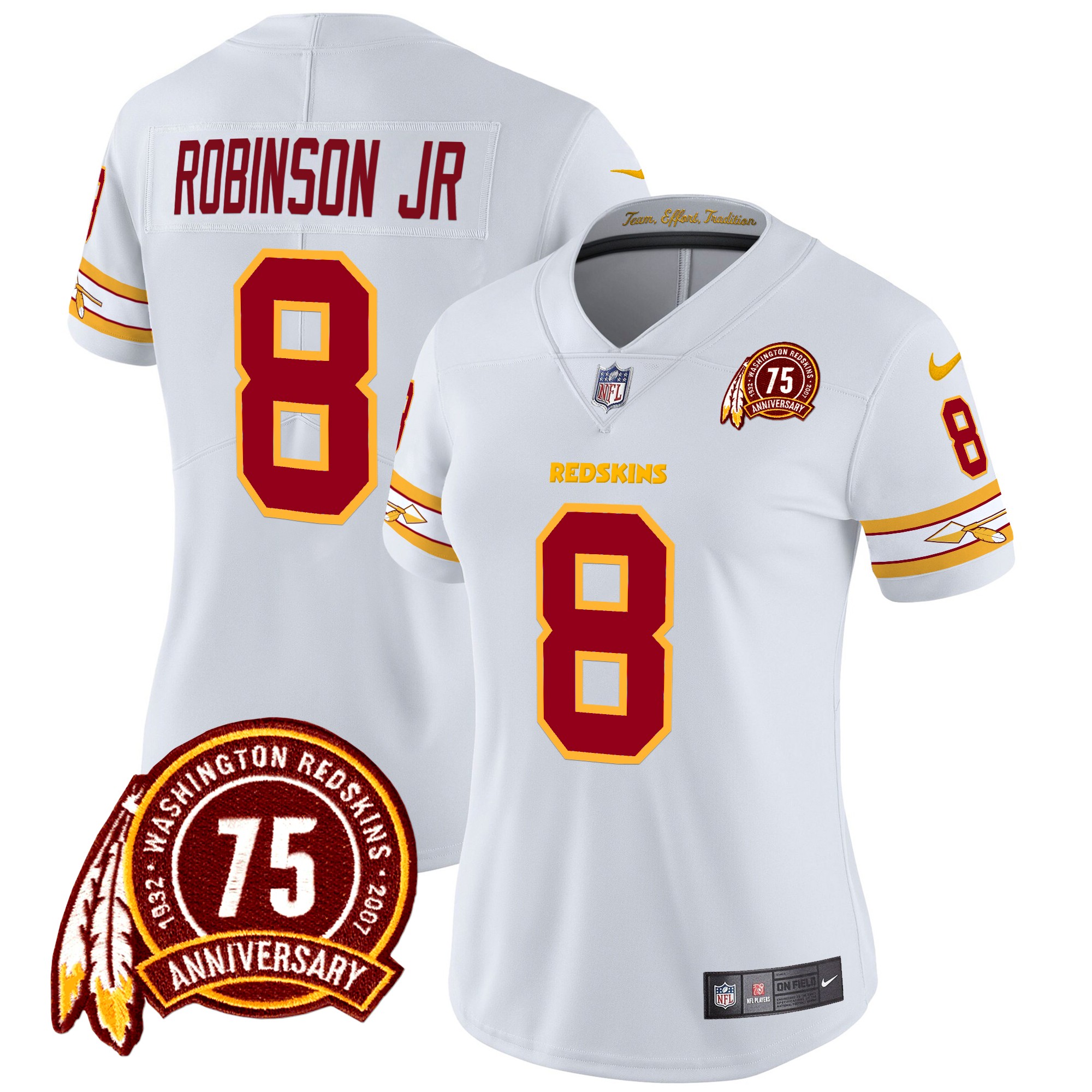 Robinson Jr. Women's Washington Redskins 75th Patch Vapor Limited White Jersey - All Stitched