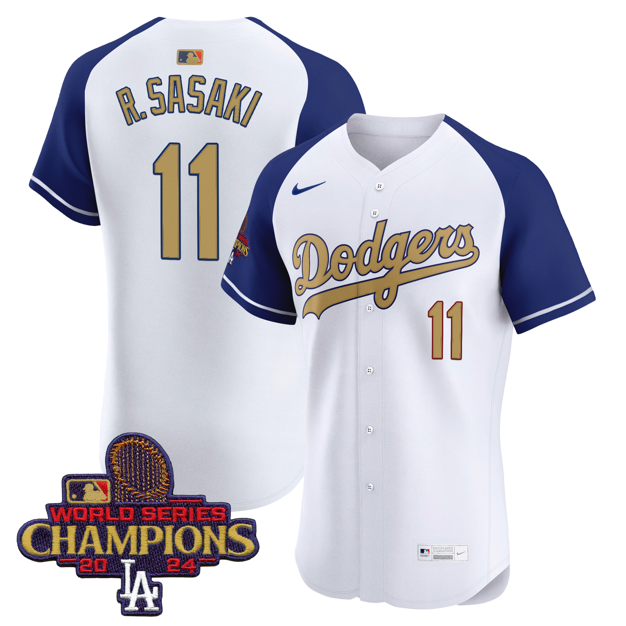Roki Sasaki Men's Los Angeles Dodgers 2025 Gold Vapor Premier Elite Alternate Jersey - All Stitched