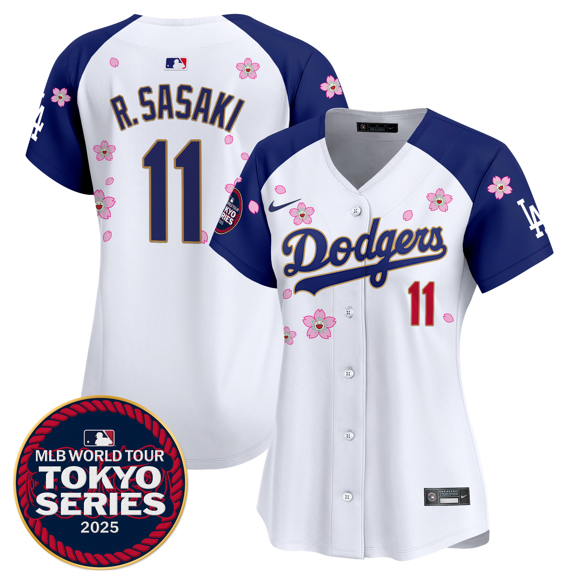 Roki Sasaki Women's Los Angeles Dodgers Tokyo Series 2025 Gold Trim Vapor Premier Limited Alternate Jersey - Stitched
