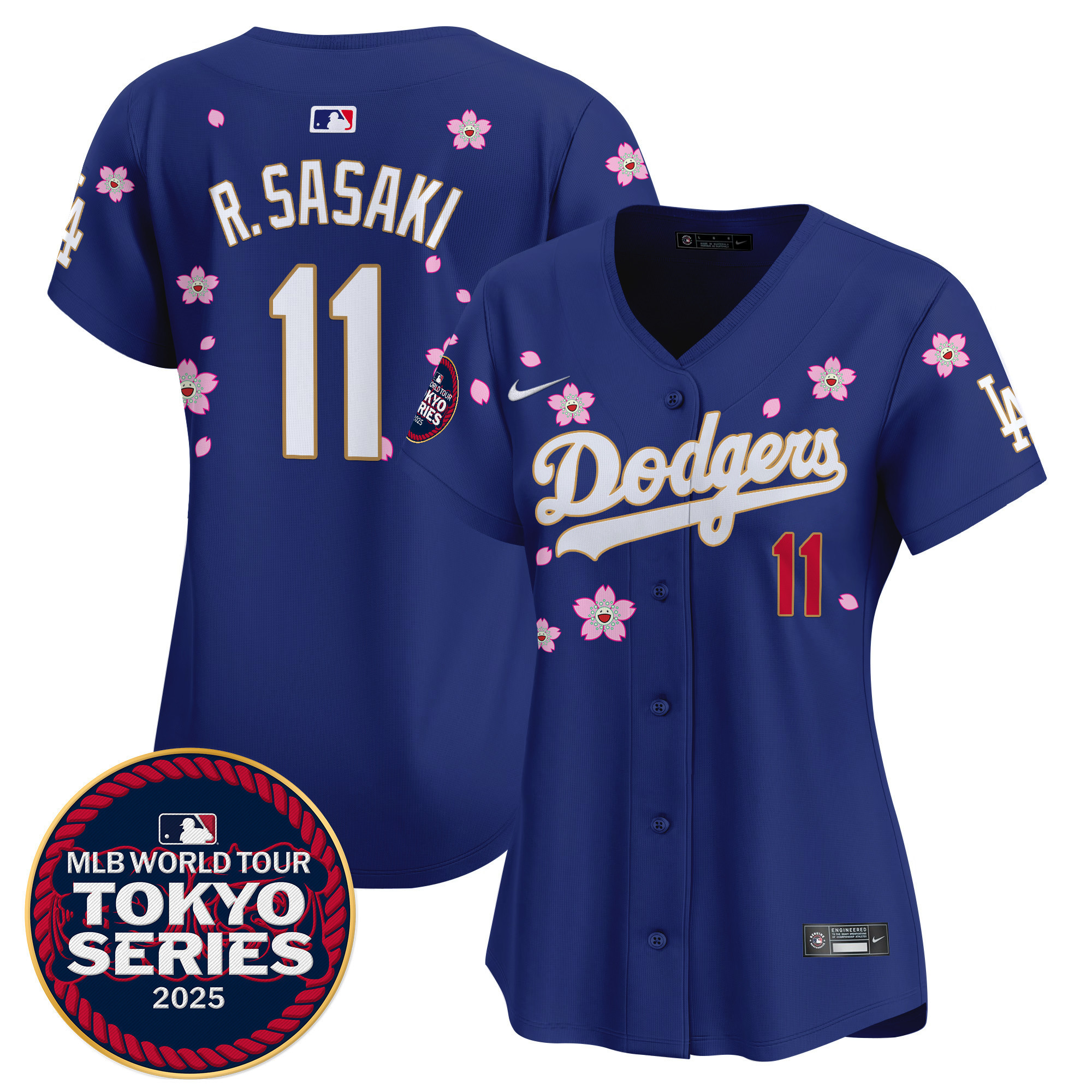 Roki Sasaki Women's Los Angeles Dodgers Tokyo Series 2025 Gold Trim Vapor Premier Limited Royal Jersey - Stitched