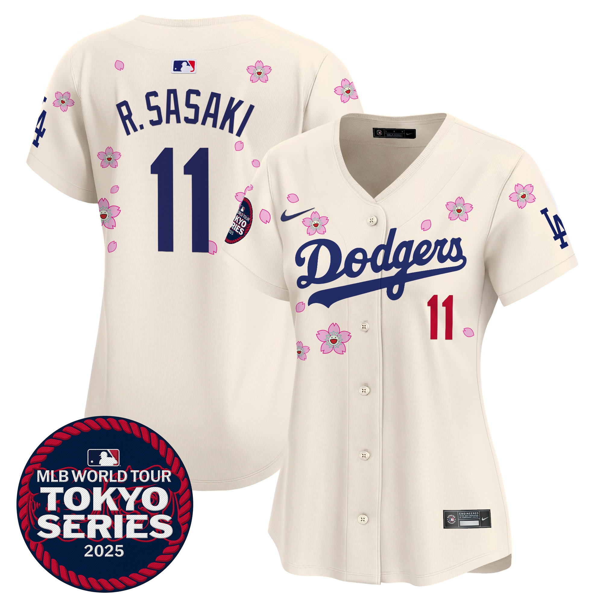 Roki Sasaki Women's Los Angeles Dodgers Tokyo Series 2025 Vapor Premier Limited Cream Jersey V2 - Stitched