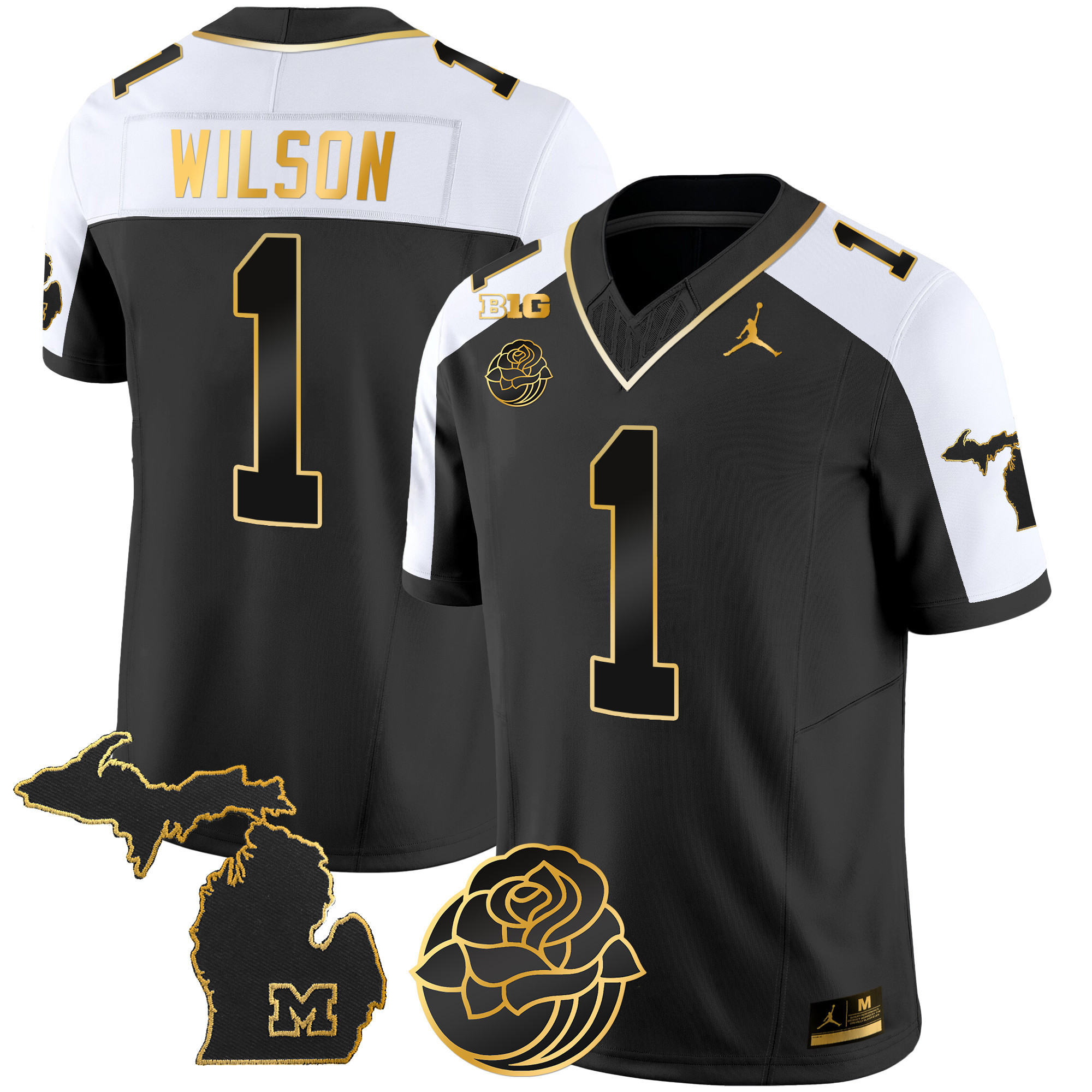 Roman Wilson Men's Michigan Wolverines Rose Bowl Patch Gold Vapor Alternate Jersey - All Stitched