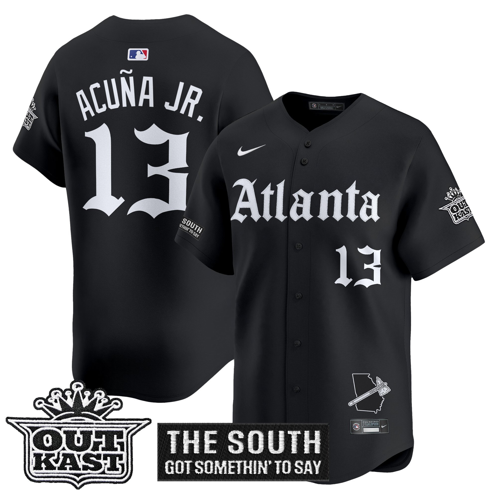 Ronald Acuna Jr. Men's Atlanta Braves 'Gothic South x Outkast Edition' Vapor Premier Limited Black Jersey - All Stitched