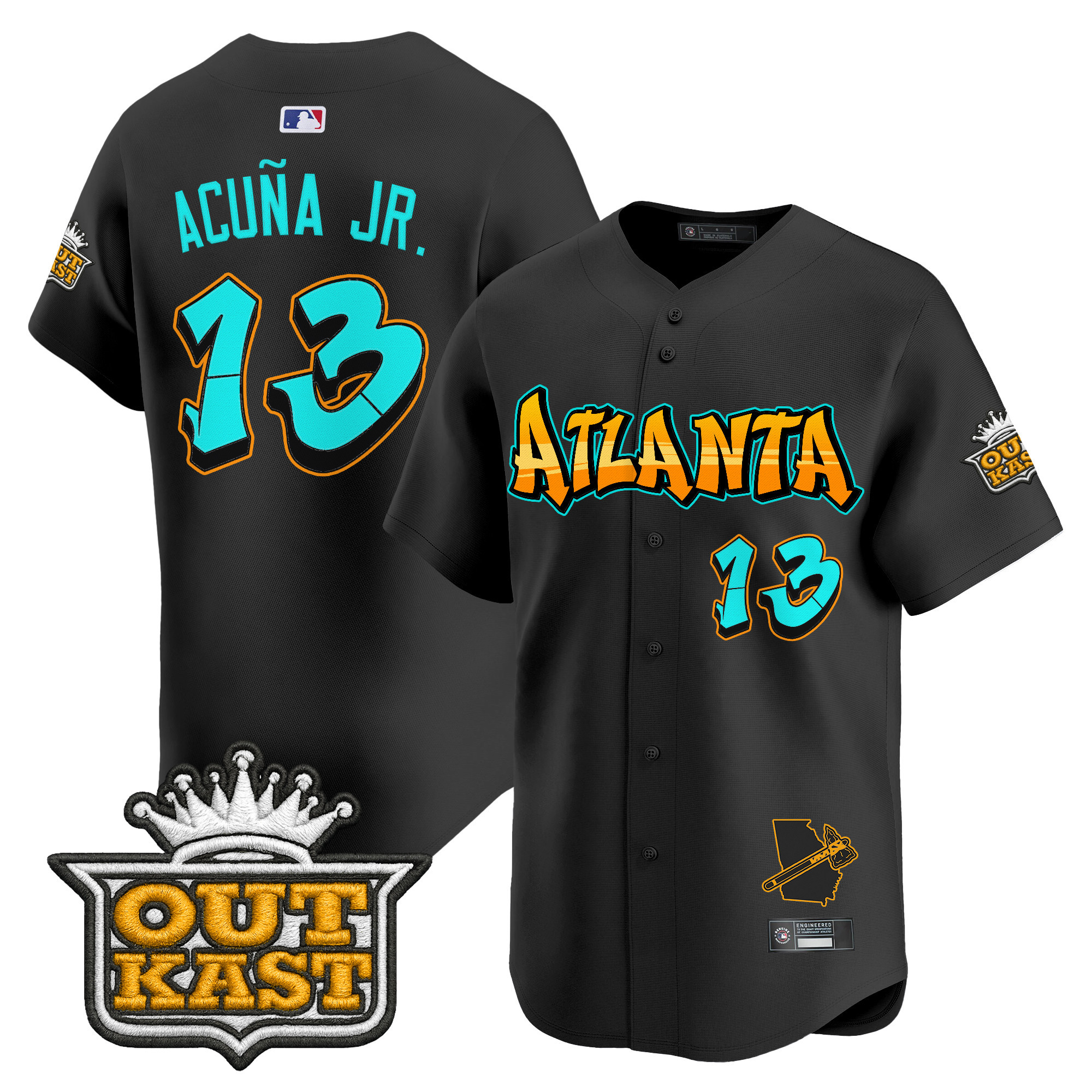 Ronald Acuna Jr. Men's Atlanta Braves 'Graffiti A-Town Edition' Vapor Premier Limited Black Jersey - All Stitched
