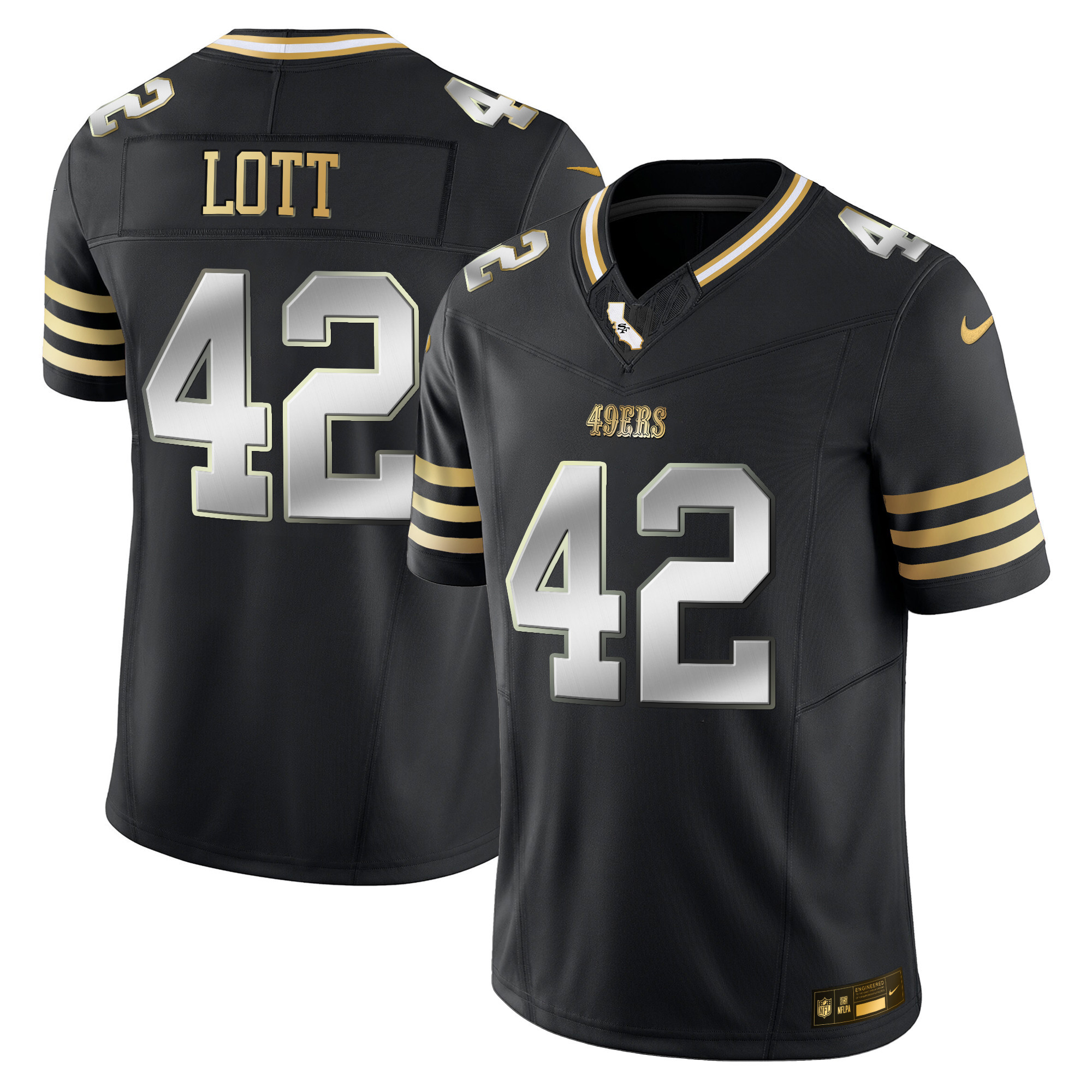 Ronnie Lott Men's San Francisco 49ers 2024 Gold Vapor Black Limited Jersey - All Stitched