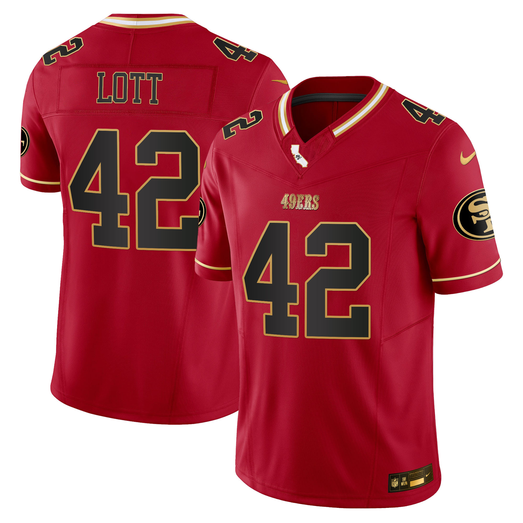 Ronnie Lott Men's San Francisco 49ers 2024 Gold Vapor Scarlet Limited Jersey - All Stitched