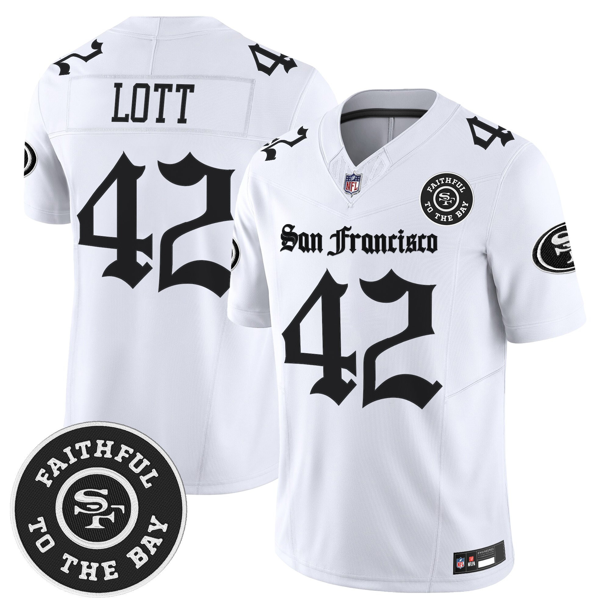 Ronnie Lott Men's San Francisco 49ers 'Gothic Edition' Vapor Limited White Jersey - All Stitched