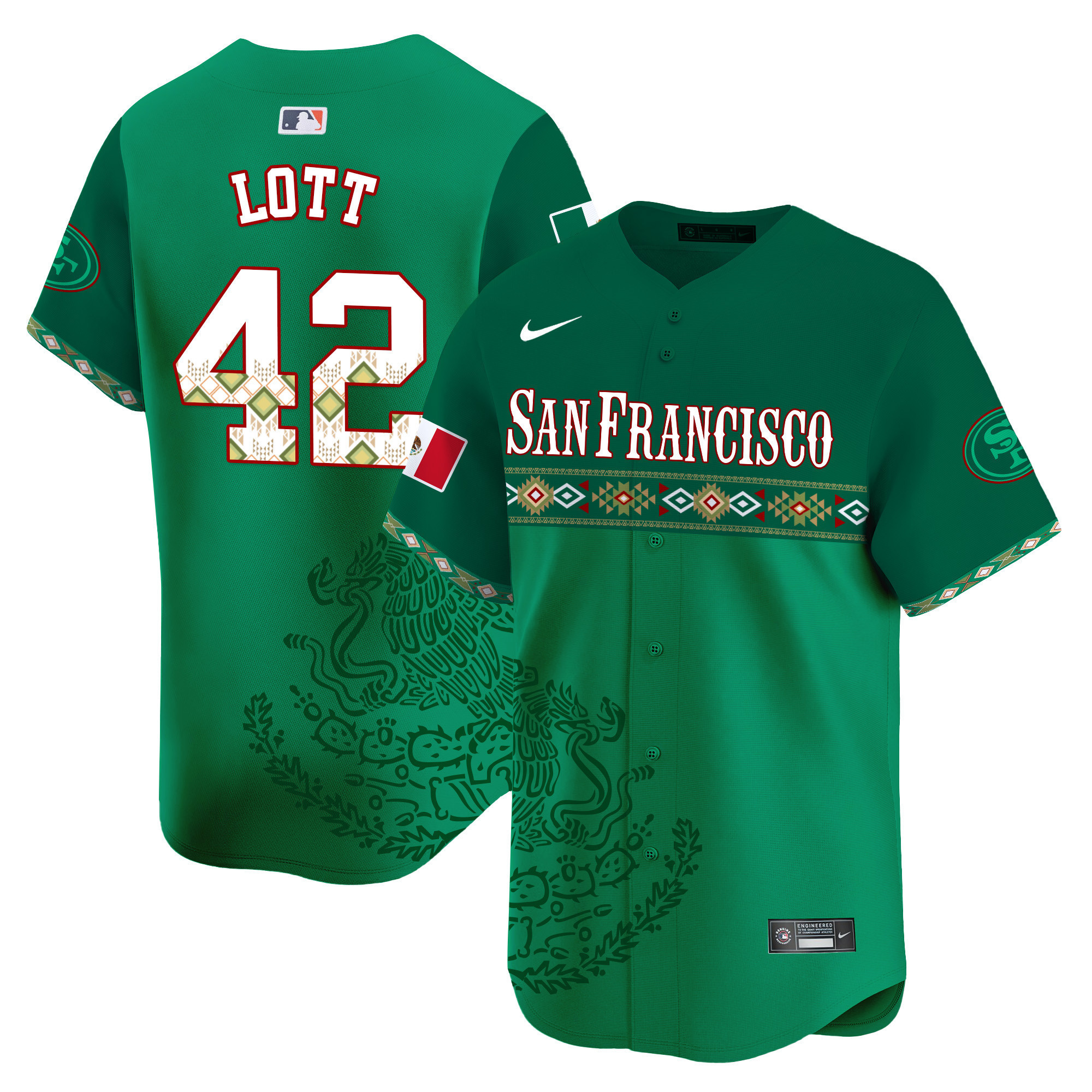 Ronnie Lott Men's San Francisco 49ers Mexico Vapor Premier Limited Jersey - Printed Green Jersey - All Stitched