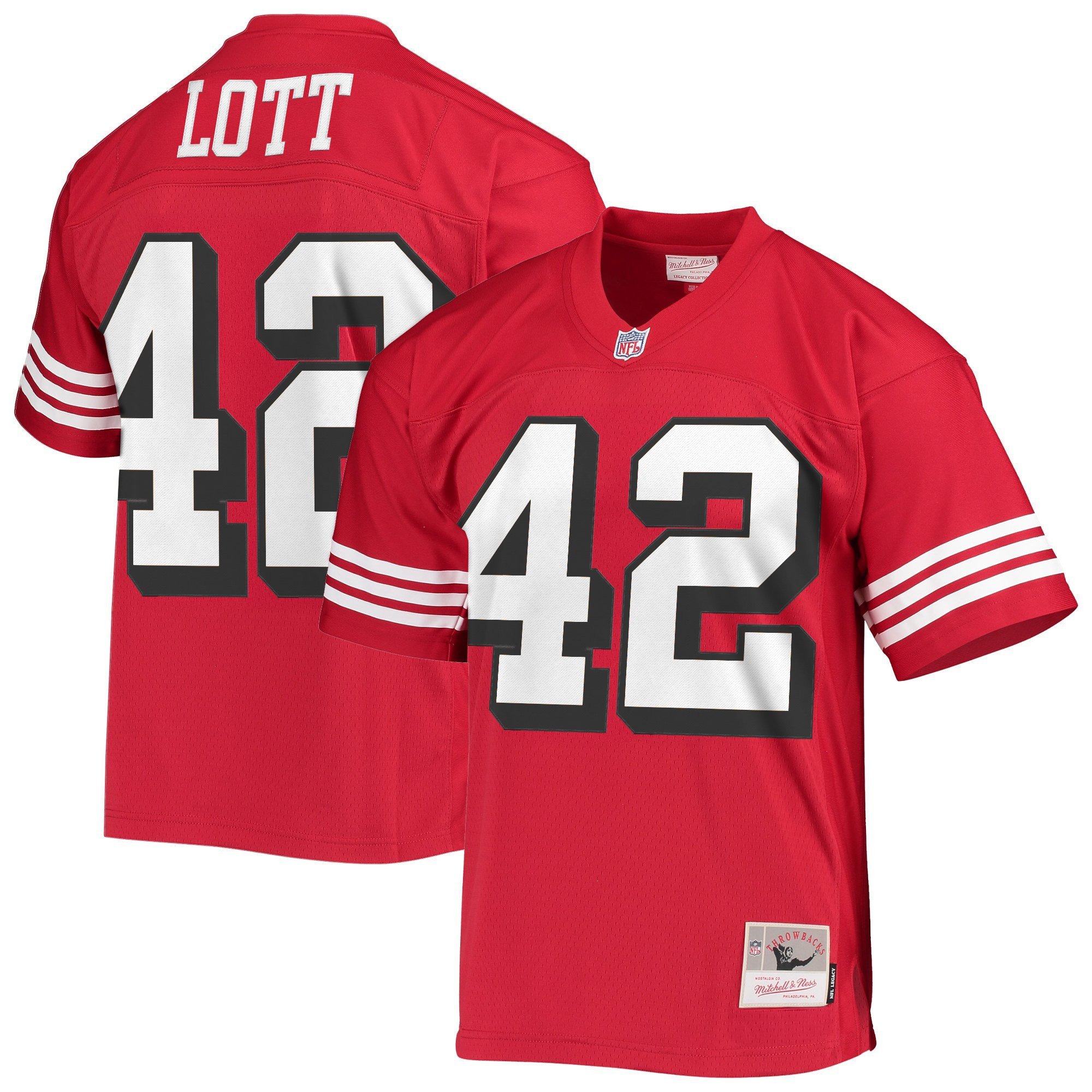 Ronnie Lott Men's San Francisco 49ers Throwback Player Red Legacy Jersey - All Stitched