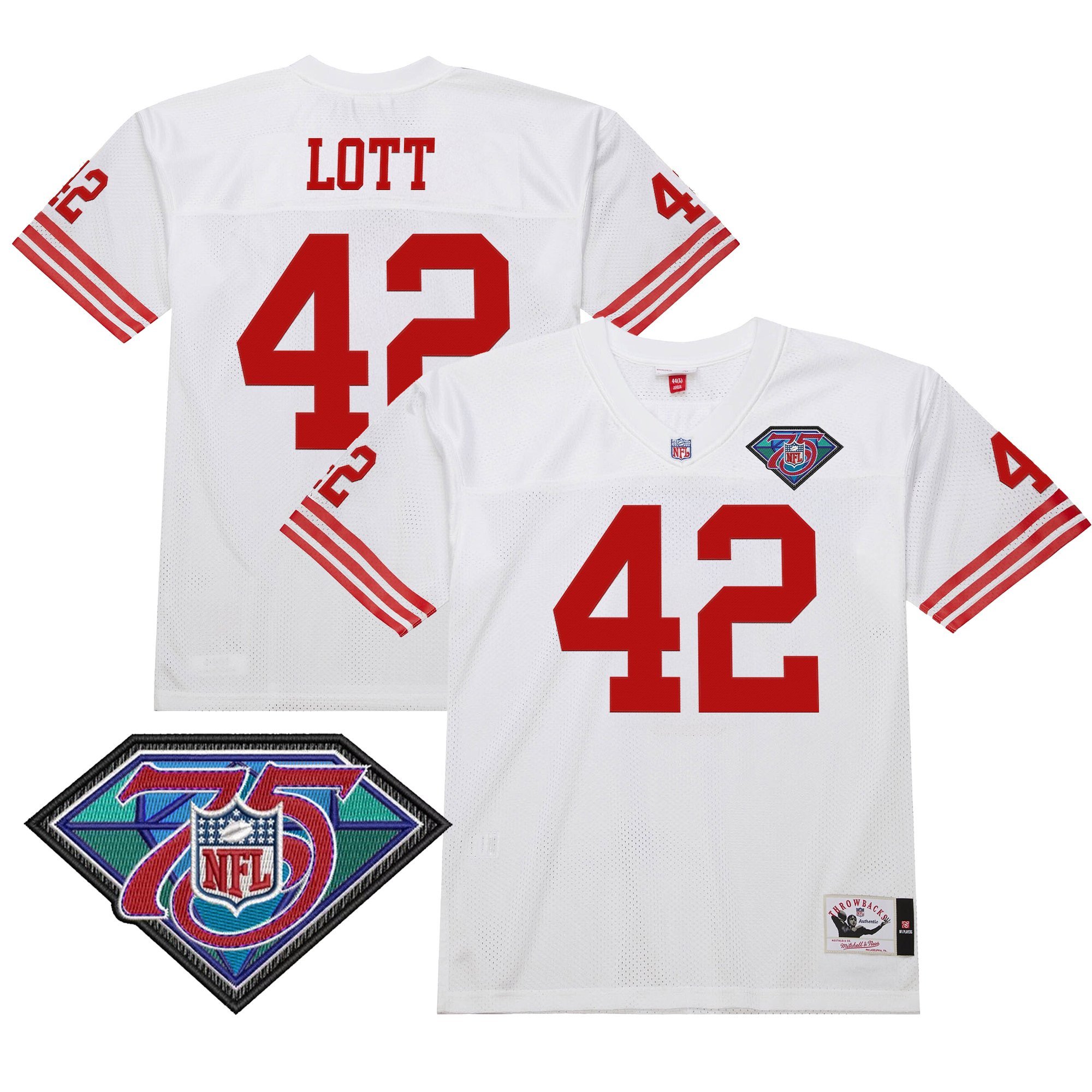 Ronnie Lott Men's San Francisco 49ers Throwback Player White Retired Jersey - All Stitched
