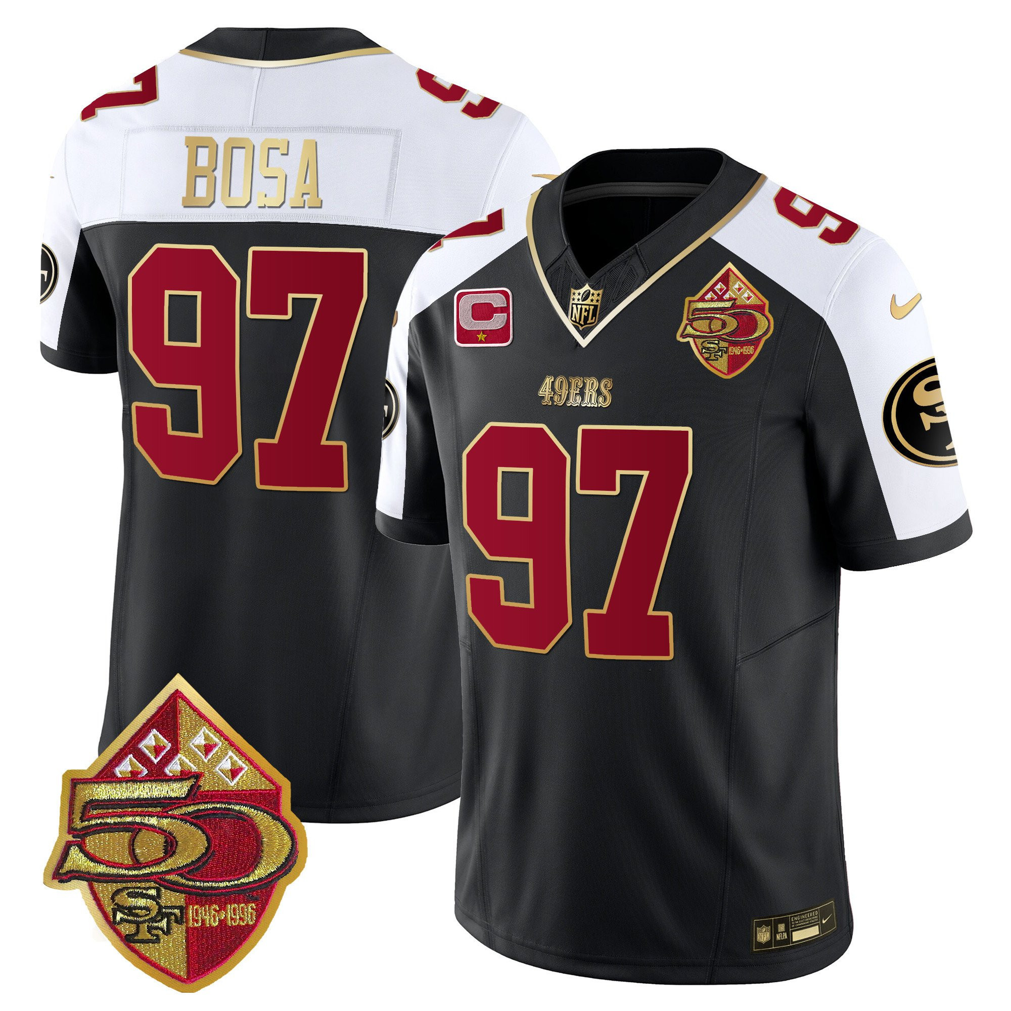 Ronnie Lott San Francisco 49ers 50th Anniversary Patch Vapor Limited Black Alternate Jersey - All Stitched