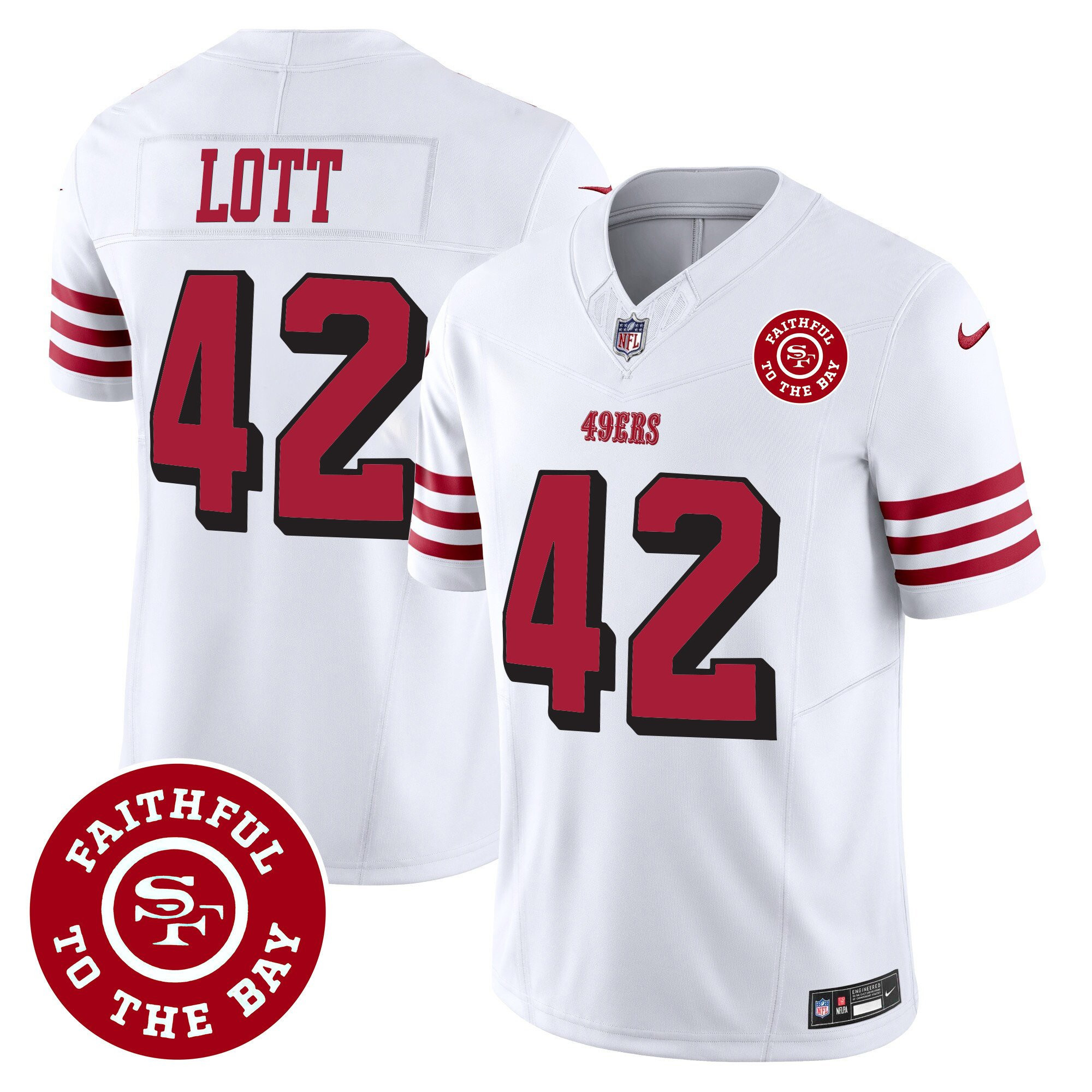 Ronnie Lott San Francisco 49ers Faithful To The Bay Patch Vapor White Jersey - All Stitched
