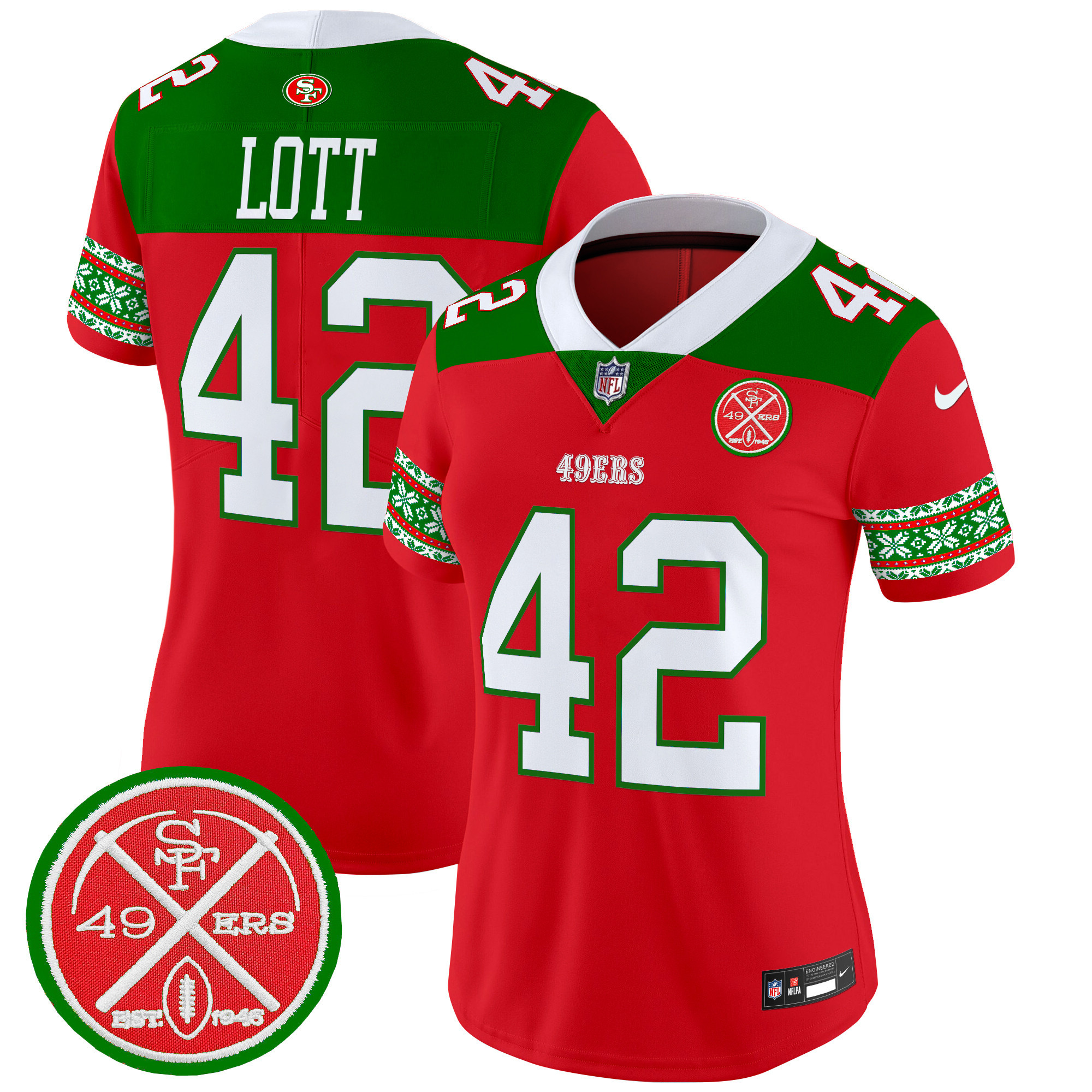 Ronnie Lott Women's San Francisco 49ers 2024 Christmas Vapor Limited Red Jersey - All Stitched