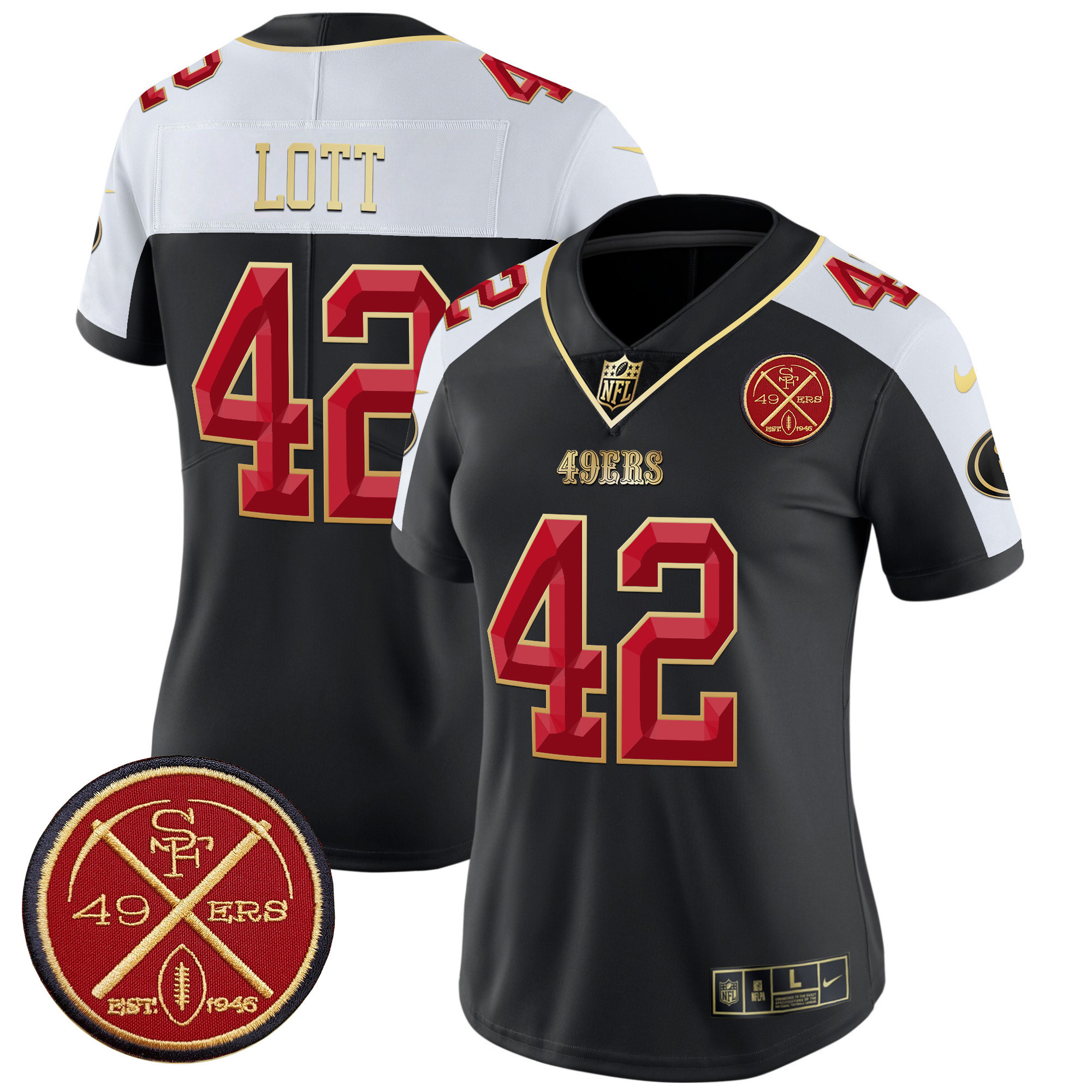 Ronnie Lott Women's San Francisco 49ers Est.1946 Patch Vapor Limited Black Alternate Jersey - All Stitched