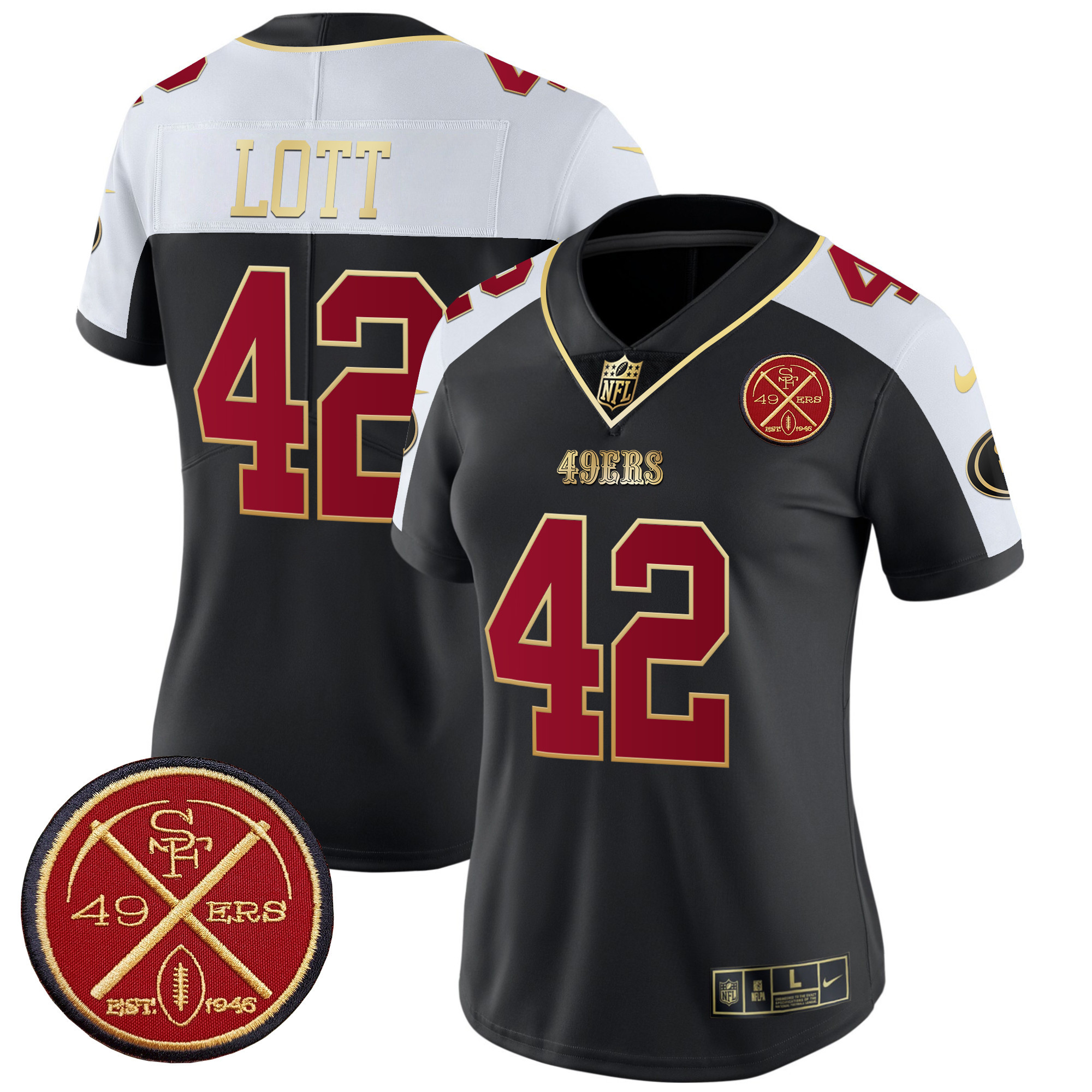 Ronnie Lott Women's San Francisco 49ers Est.1946 Patch Vapor Limited Black Alternate Jersey - All Stitched
