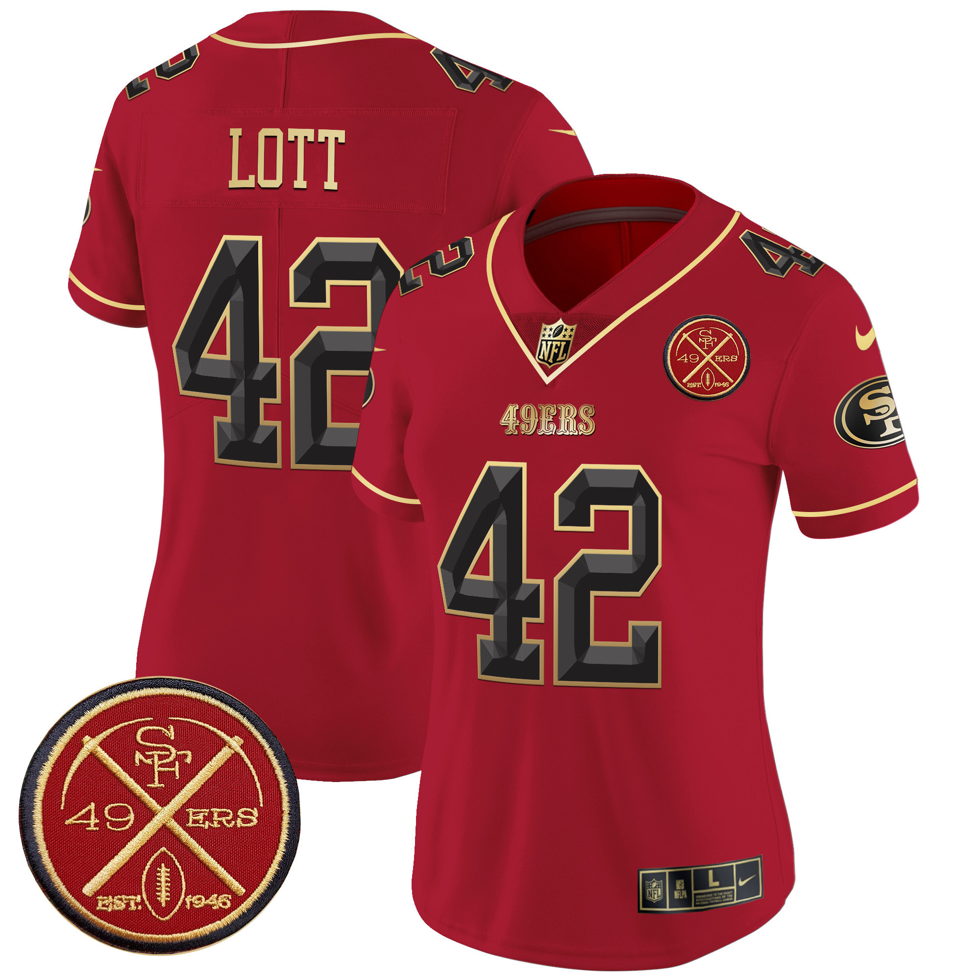 Ronnie Lott Women's San Francisco 49ers Est.1946 Patch Vapor Limited Scarlet Limited Jersey - All Stitched