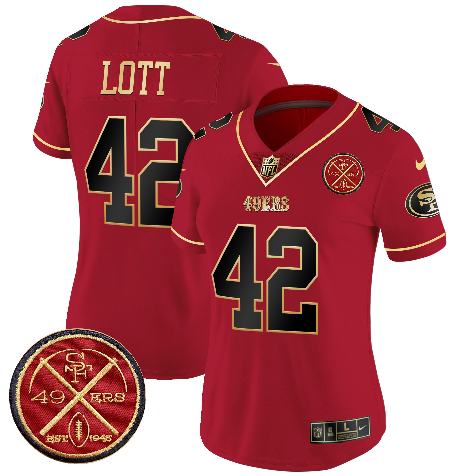 Ronnie Lott Women's San Francisco 49ers Est.1946 Patch Vapor Limited Scarlet Limited Jersey - All Stitched