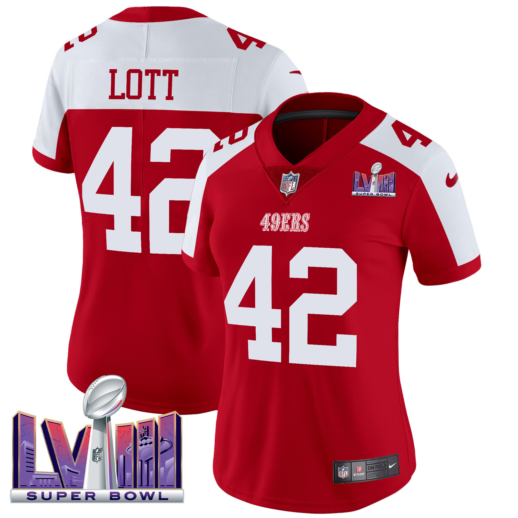 Ronnie Lott Women's San Francisco 49ers Super Bowl LVIII Patch Vapor Limited Alternate Jersey - All Stitched