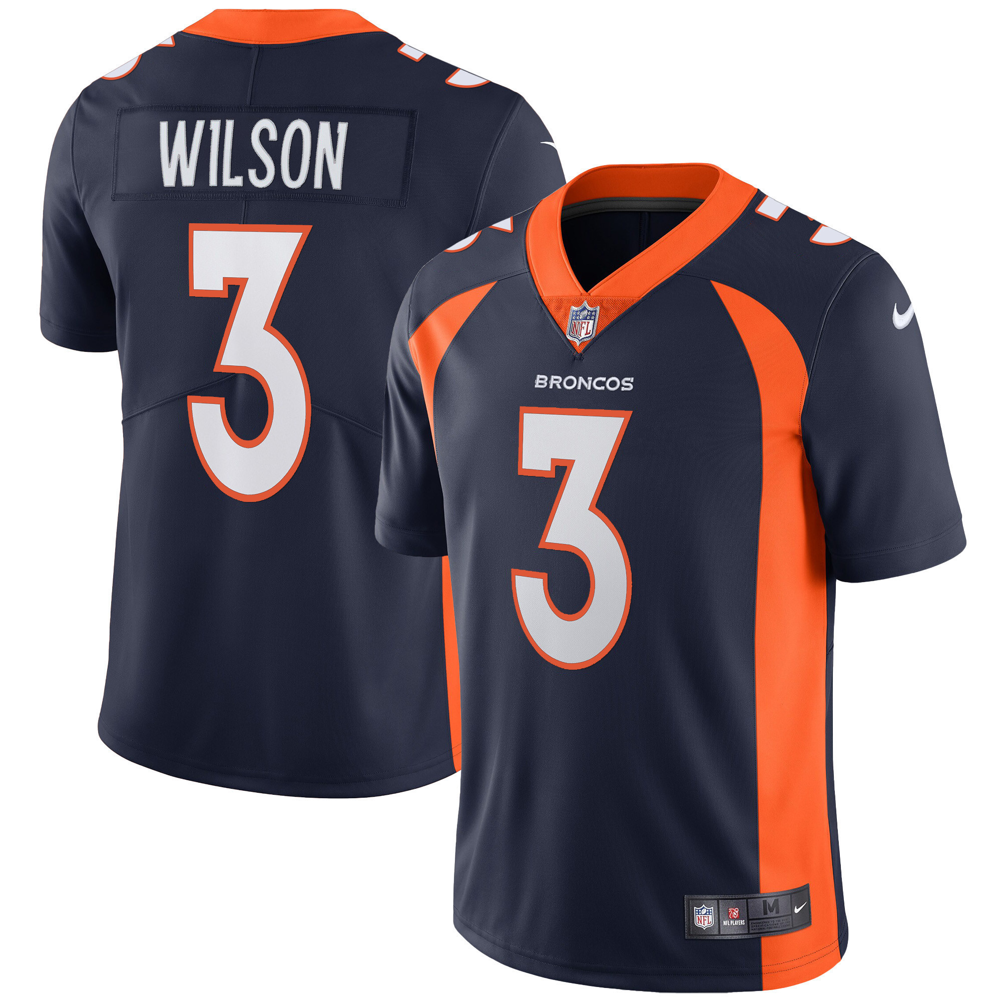 Russell Wilson Men's Denver Broncos Vapor Navy Jersey - All Stitched