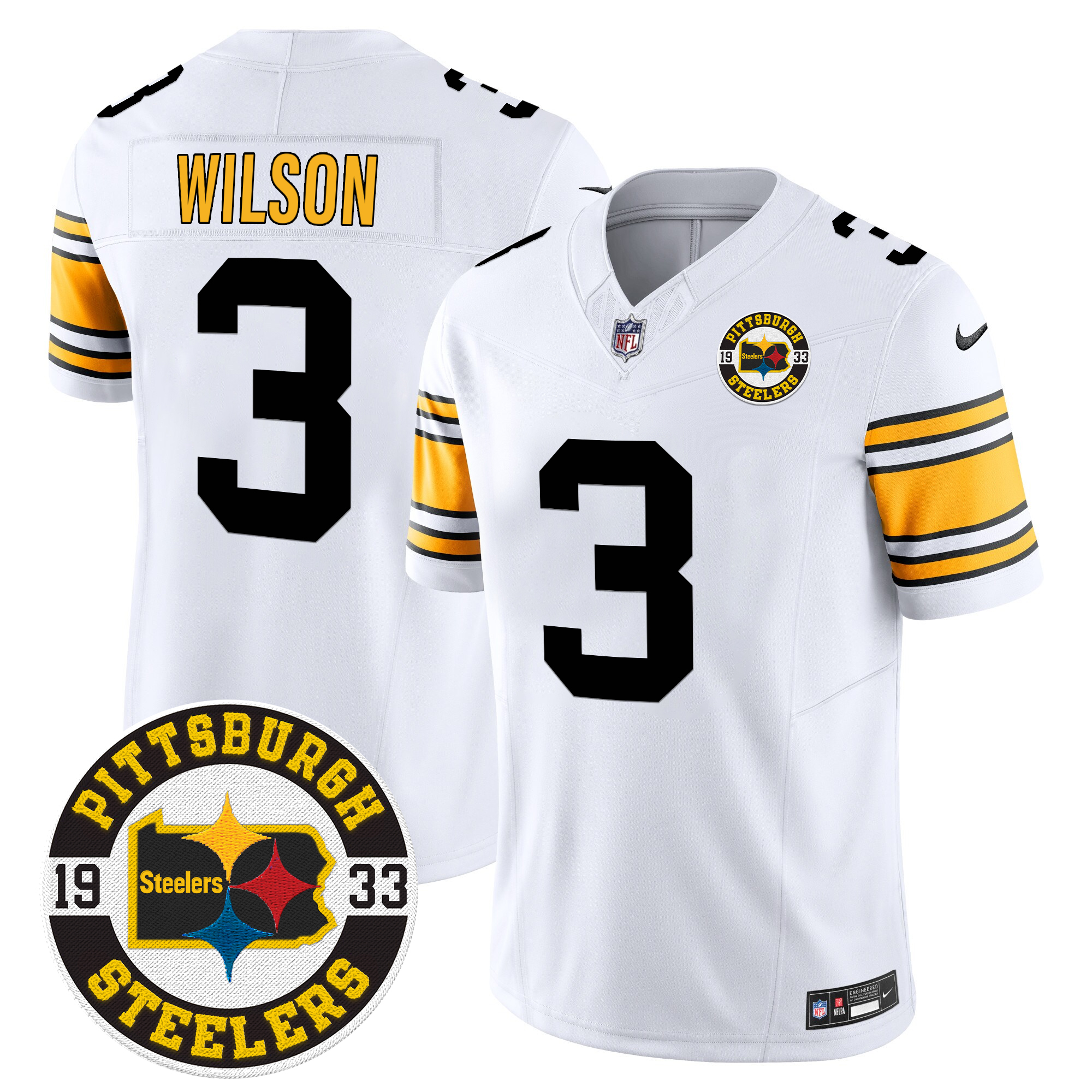 Russell Wilson Men's Pittsburgh Steelers 2024 Vapor Limited 1975 White Jersey - All Stitched