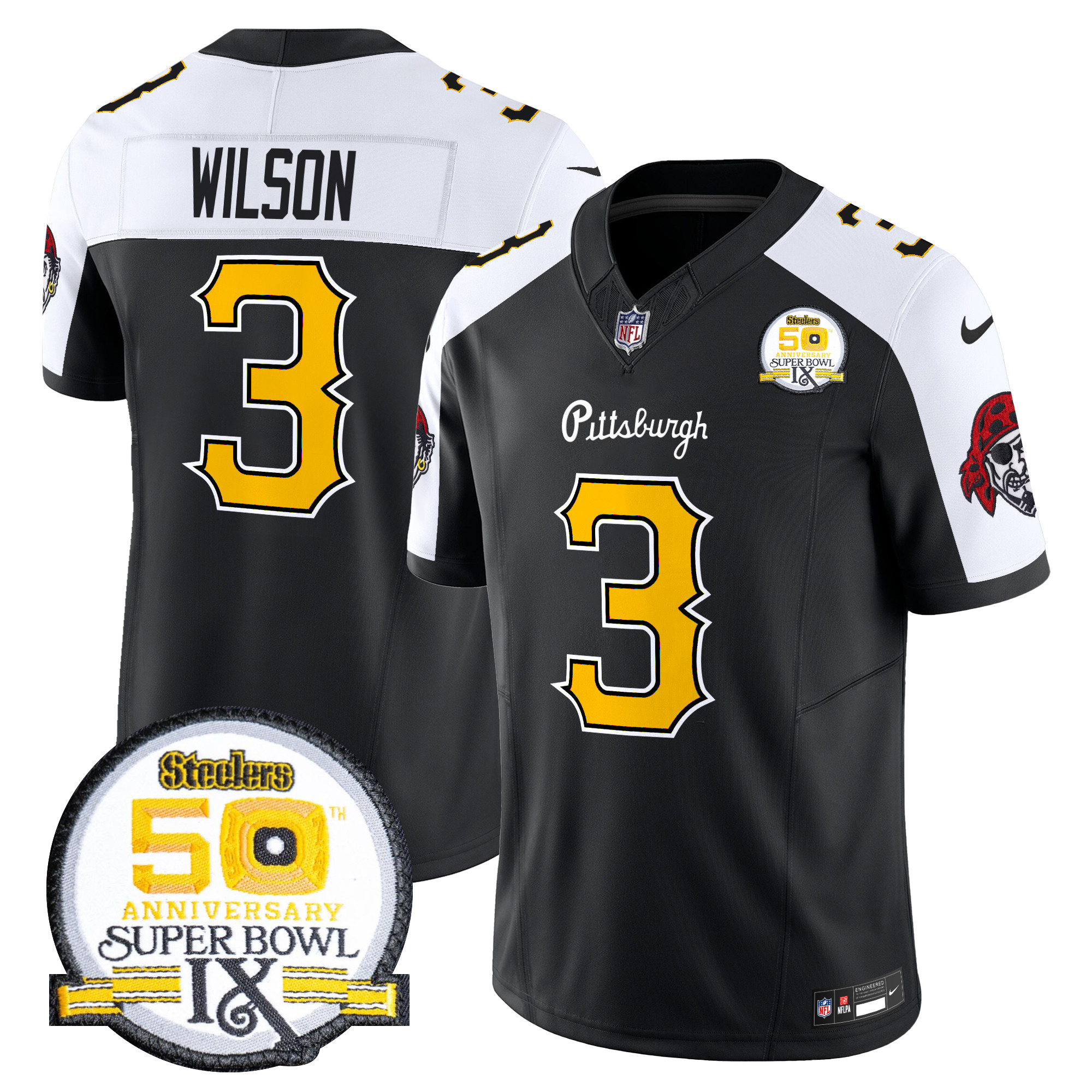 Russell Wilson Men's Pittsburgh Steelers 2024 Vapor Limited Black Alternate Jersey - All Stitched